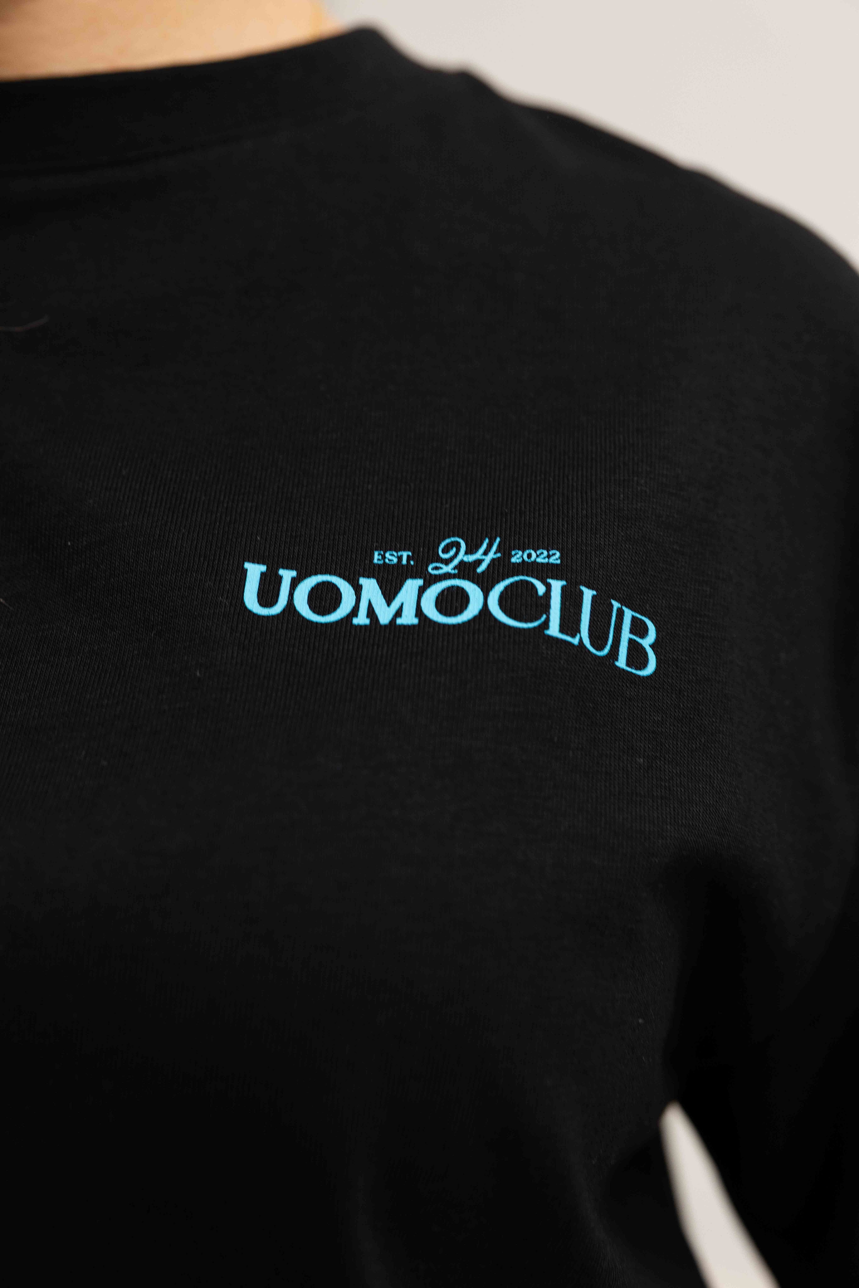 Club T-shirt Dames Zwart/Lichtblauw