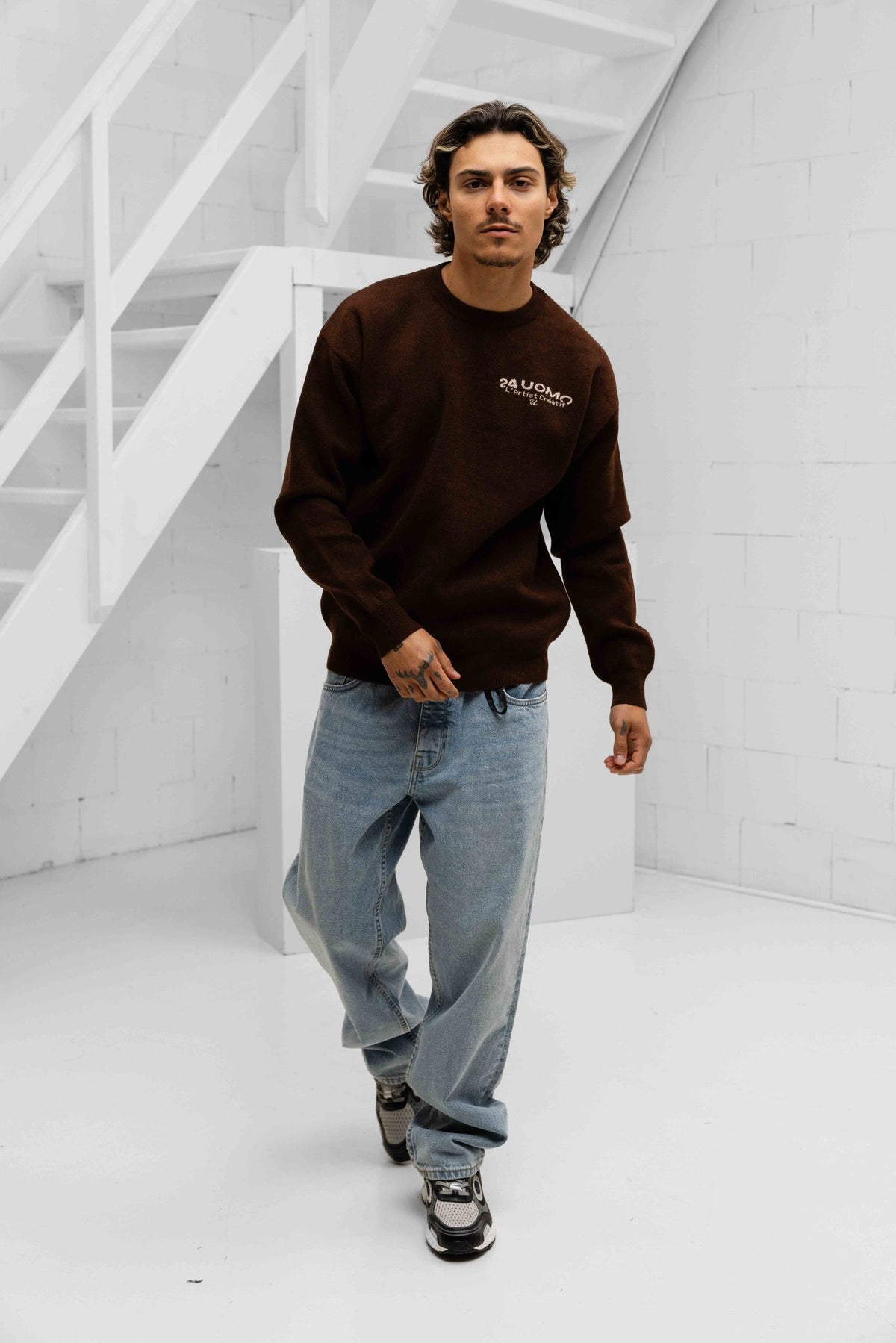 L'artisanat Creatif Knitted Sweater Heren Bruin