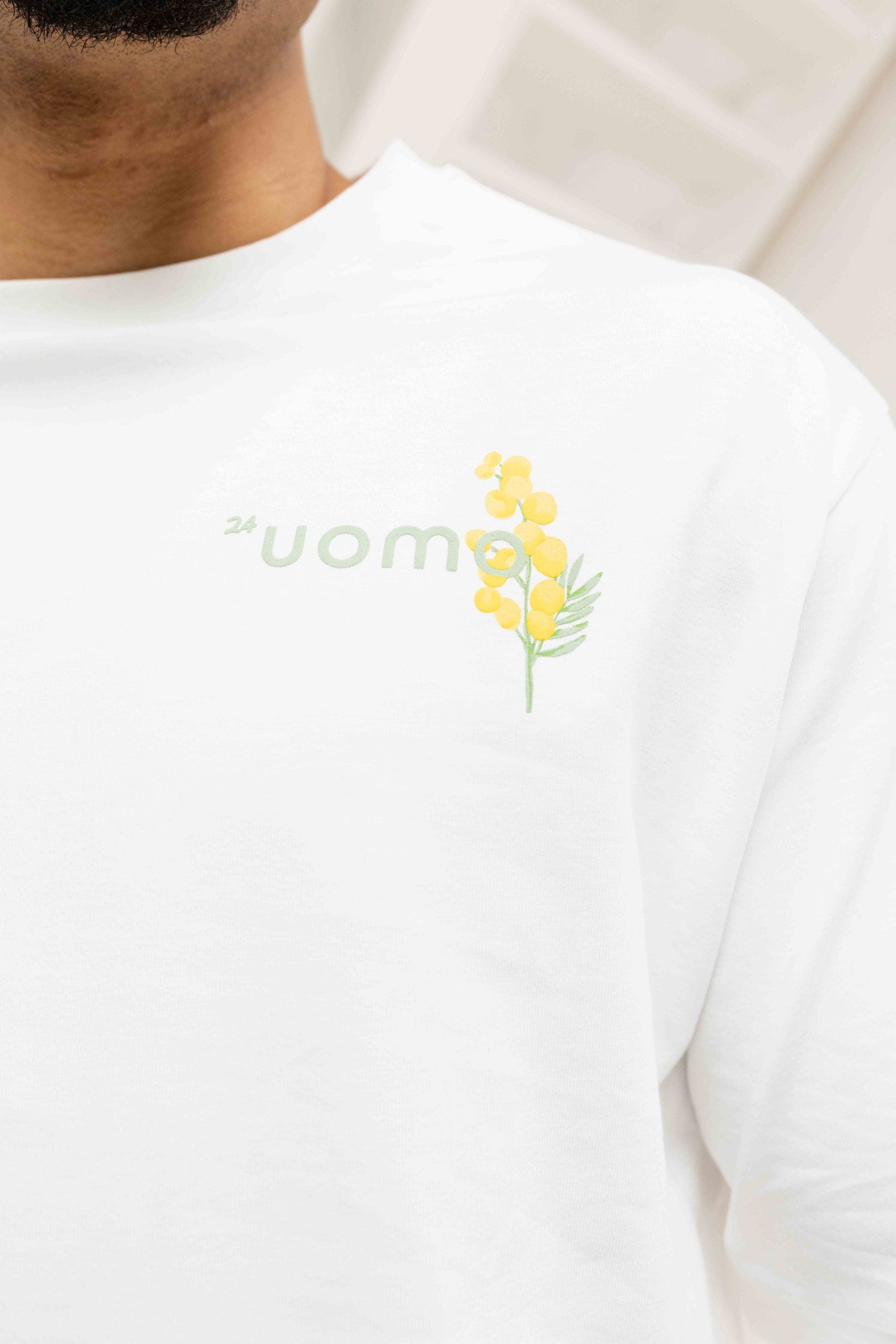 Flower Longsleeve Shirt Heren Off-White