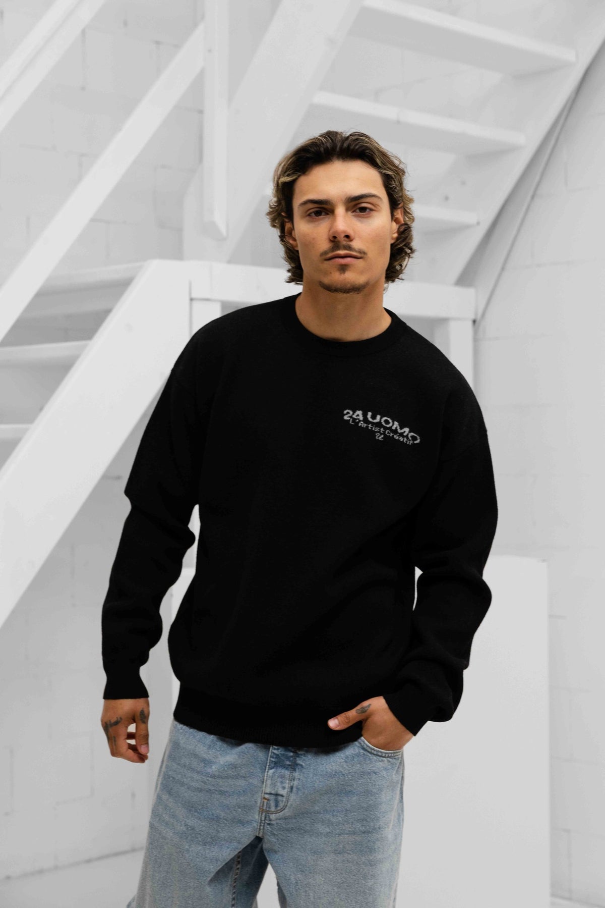 L'artisanat Creatif Knitted Sweater Heren Zwart