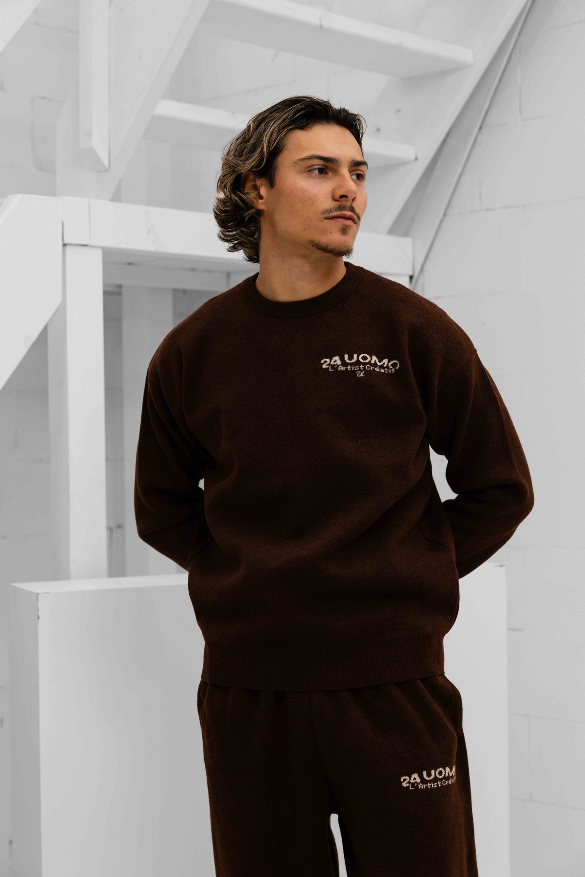 L'artisanat Creatif Knitted Trainingspak Heren Bruin