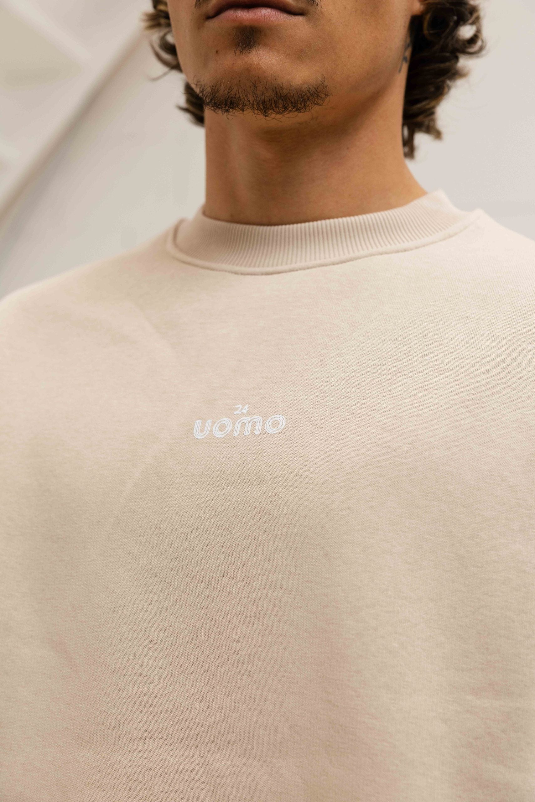 Logo Sweater Heren Beige