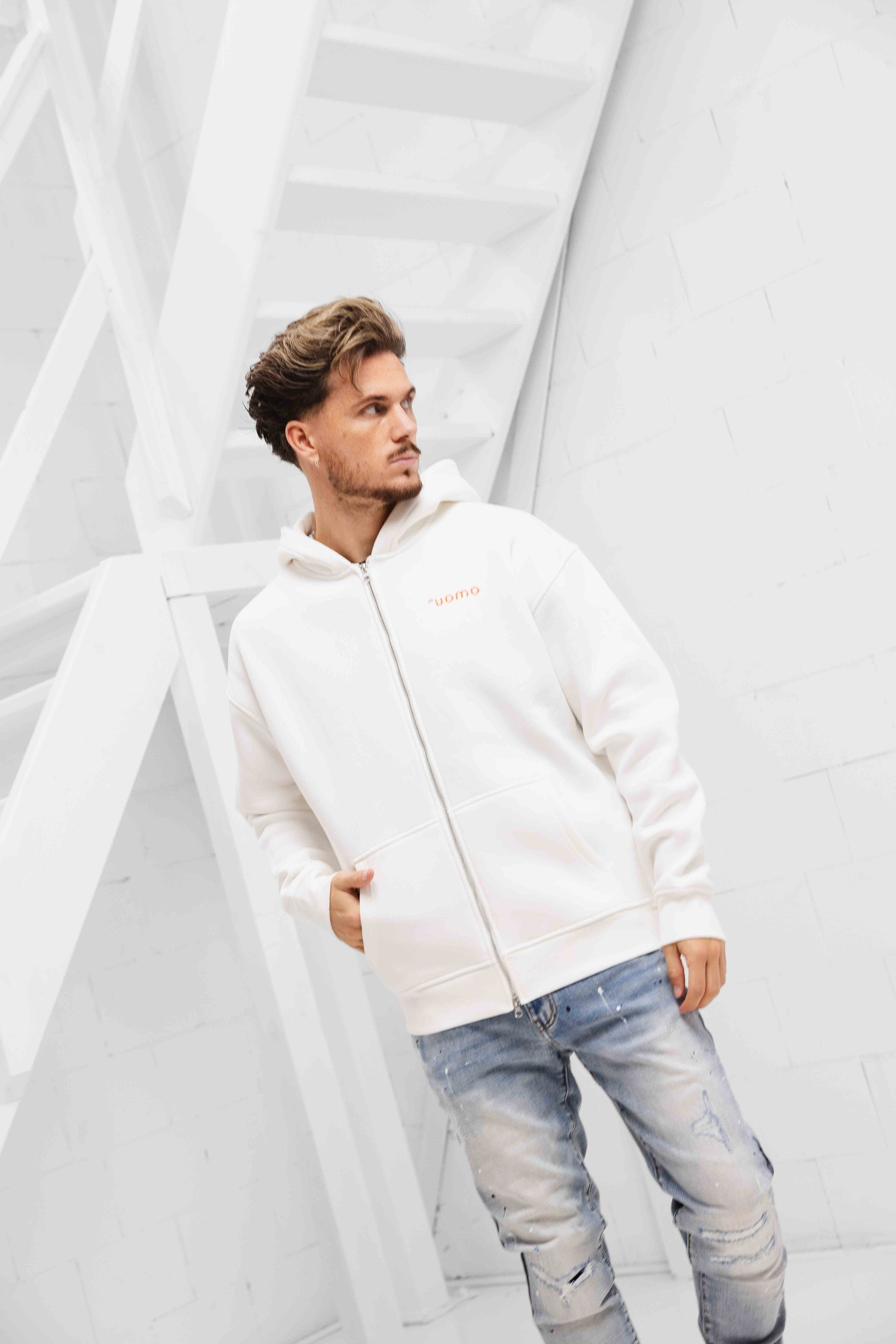 Mirror Zipped Oversized Hoodie Off-White
