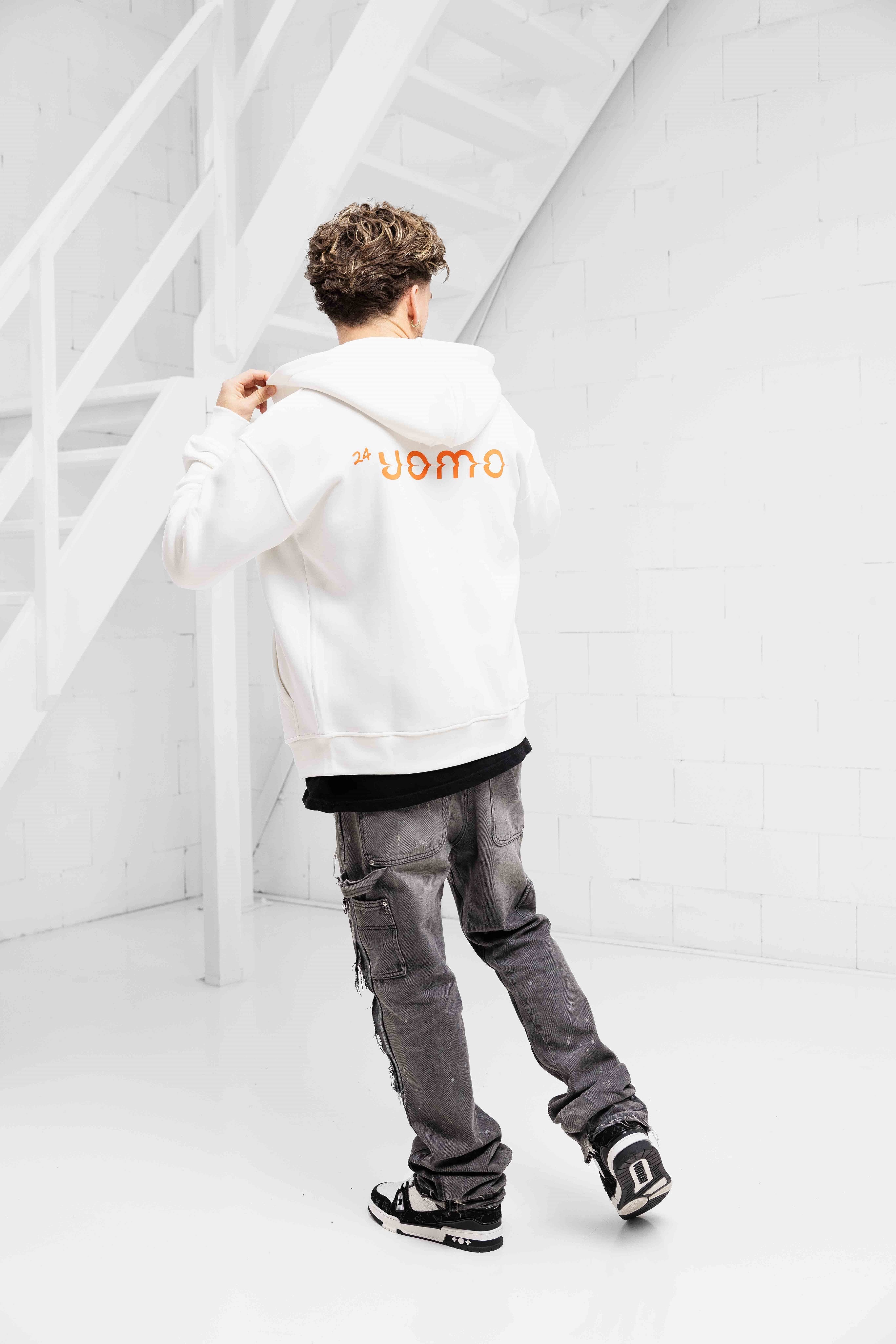 Mirror Zipped Oversized Hoodie Off-White