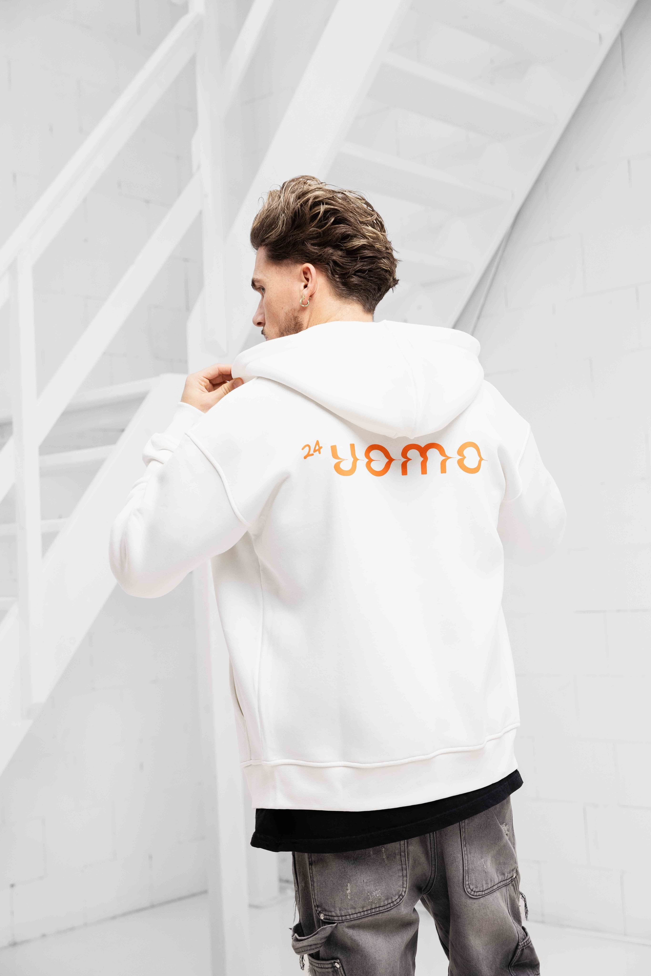 Mirror Zipped Oversized Hoodie Off-White