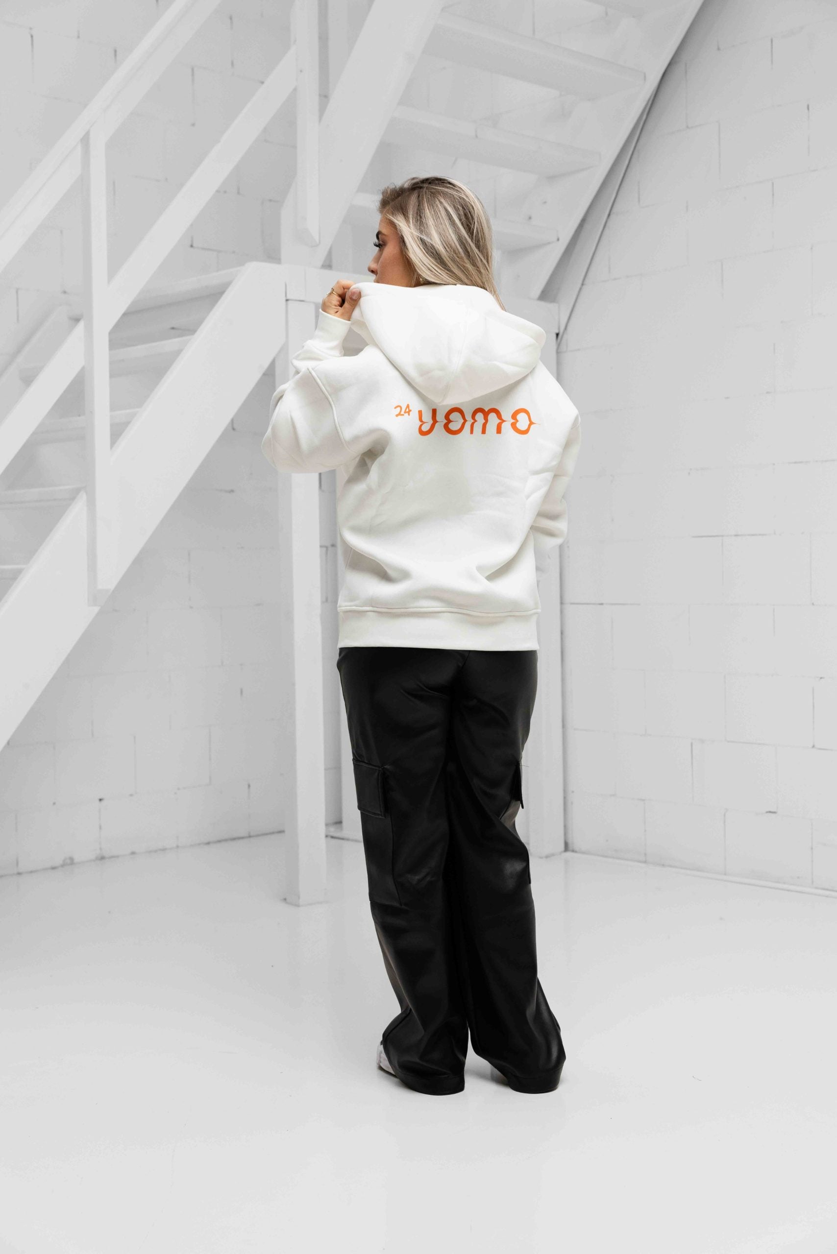 Mirror Zipped Oversized Hoodie Off-White Dames