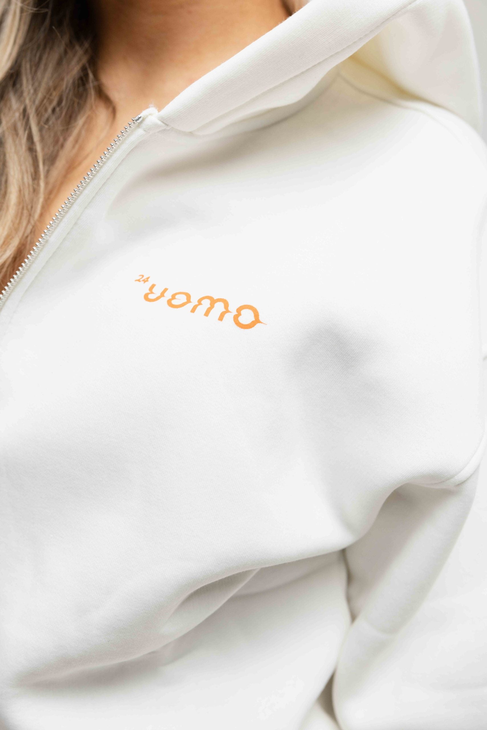 Mirror Zipped Oversized Hoodie Off-White Dames