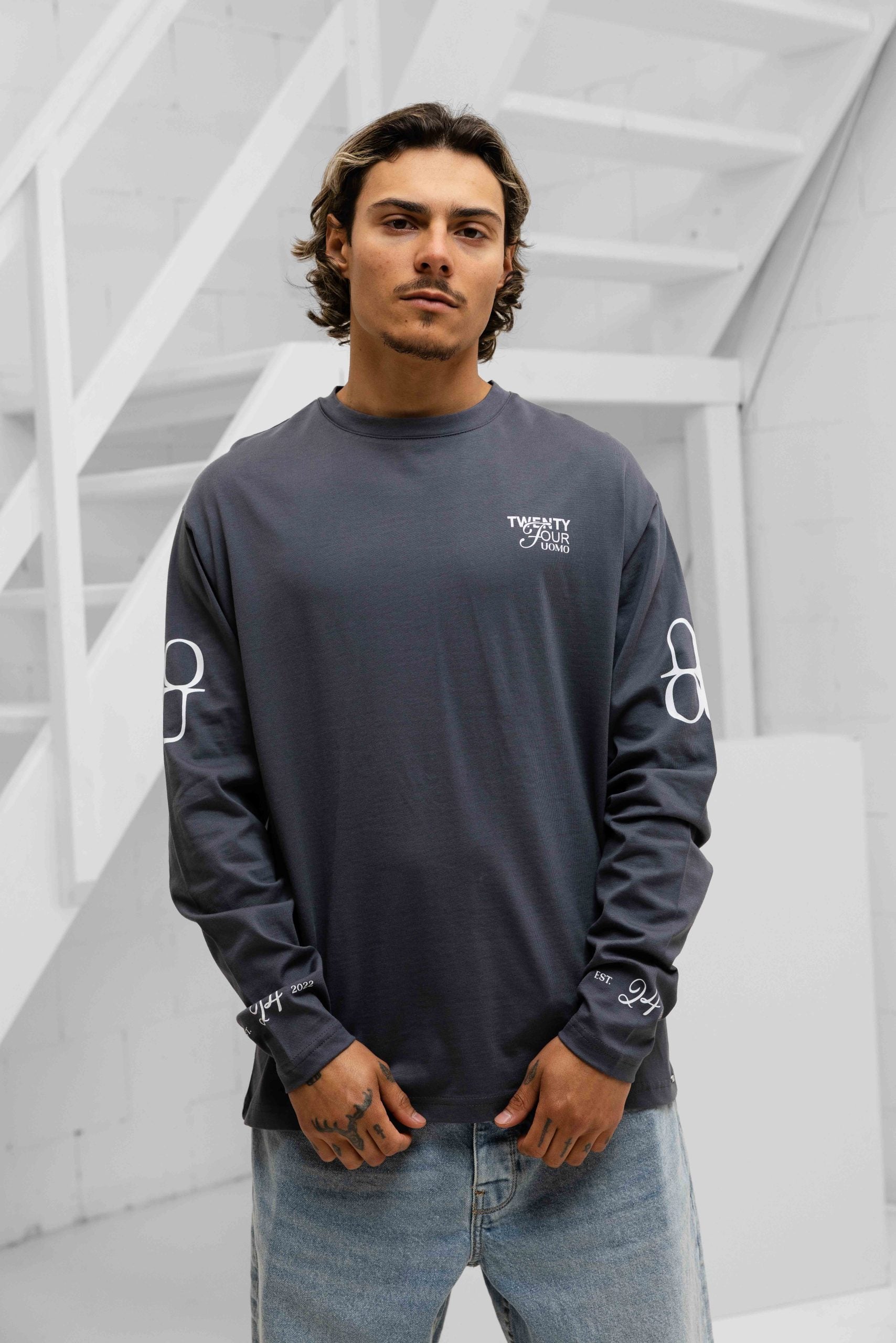 Signature Longsleeve Shirt Heren Donkergrijs PRE-ORDER eind mei