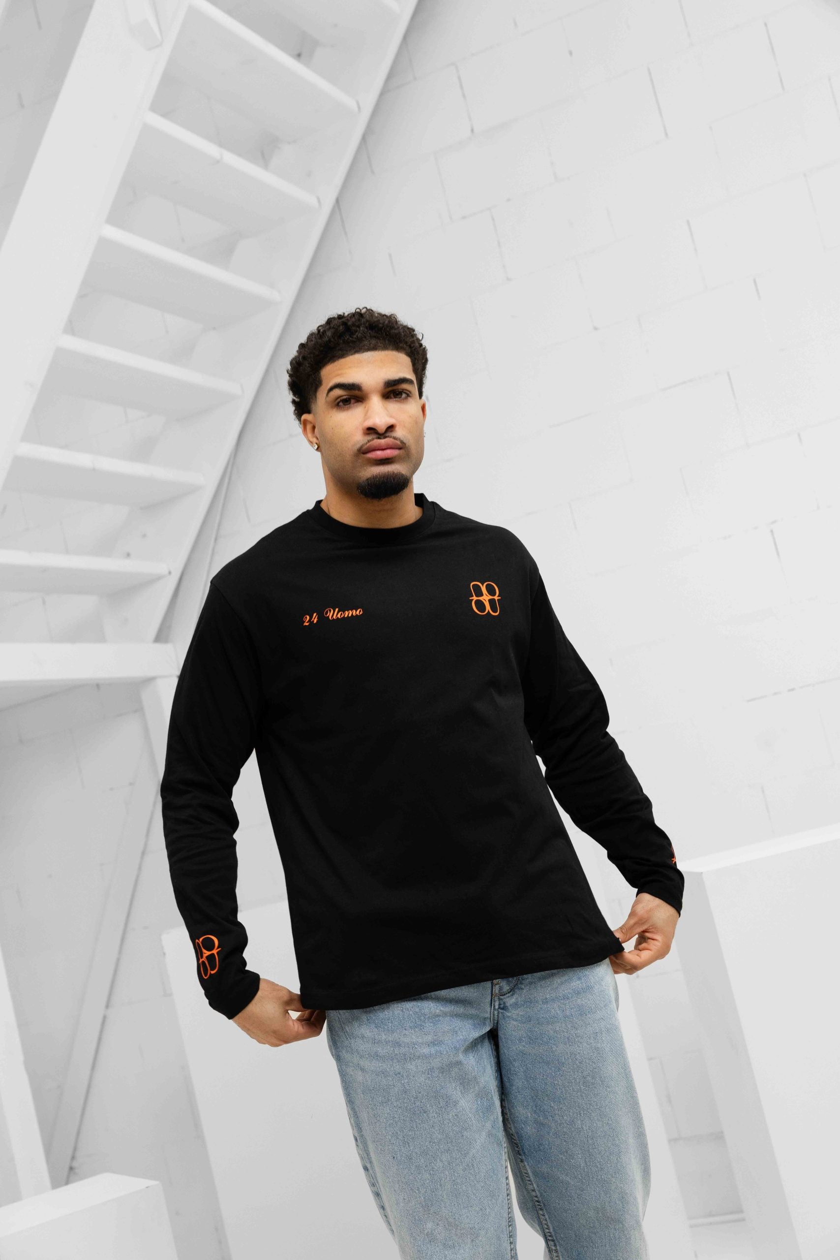 Symbol Longsleeve Shirt Heren Zwart/Oranje