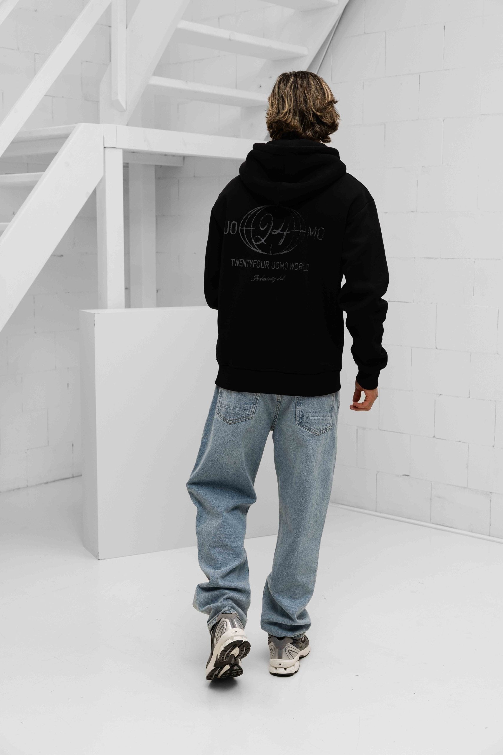 World Hoodie Heren Zwart