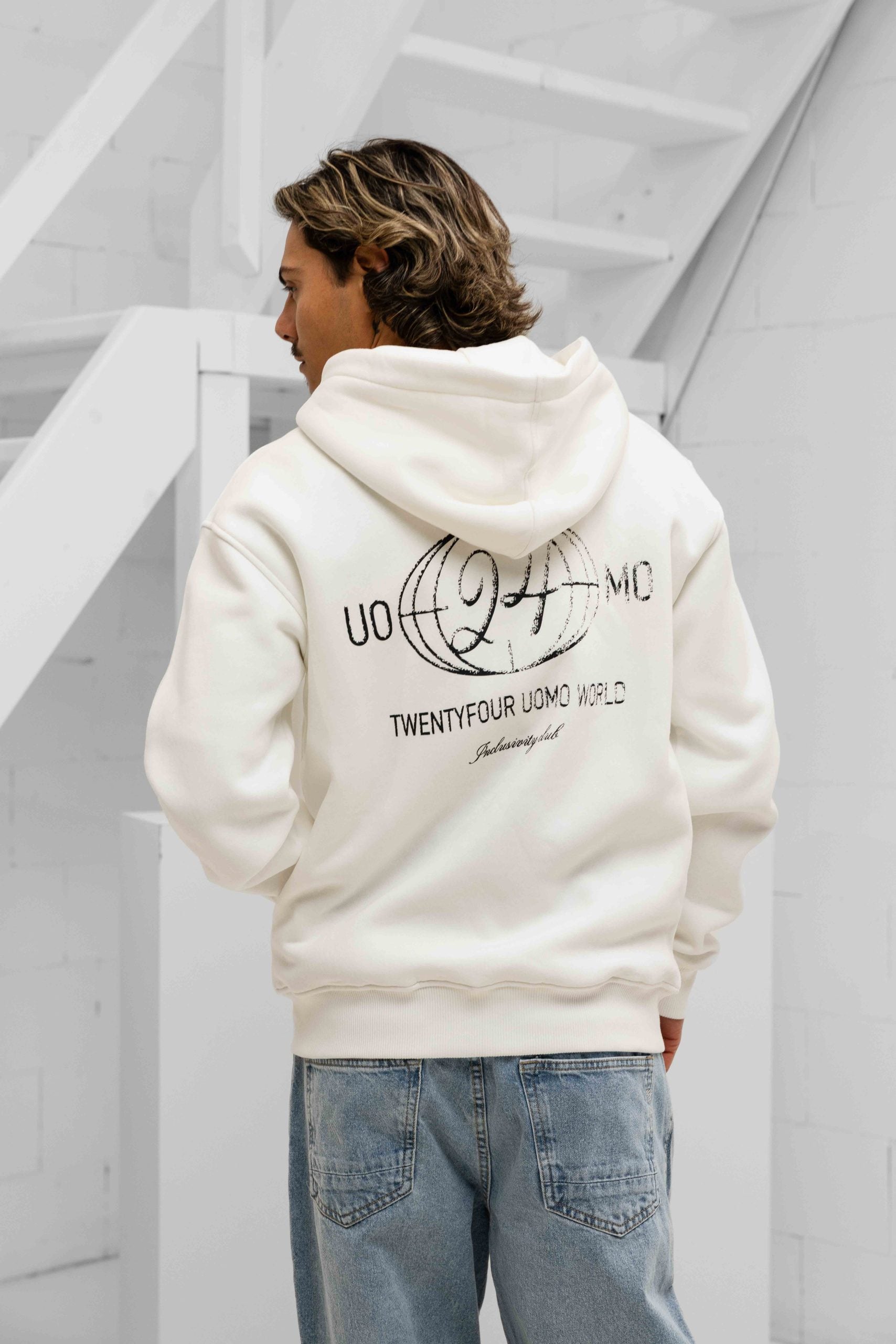 World Zipped Hoodie Heren Off-White