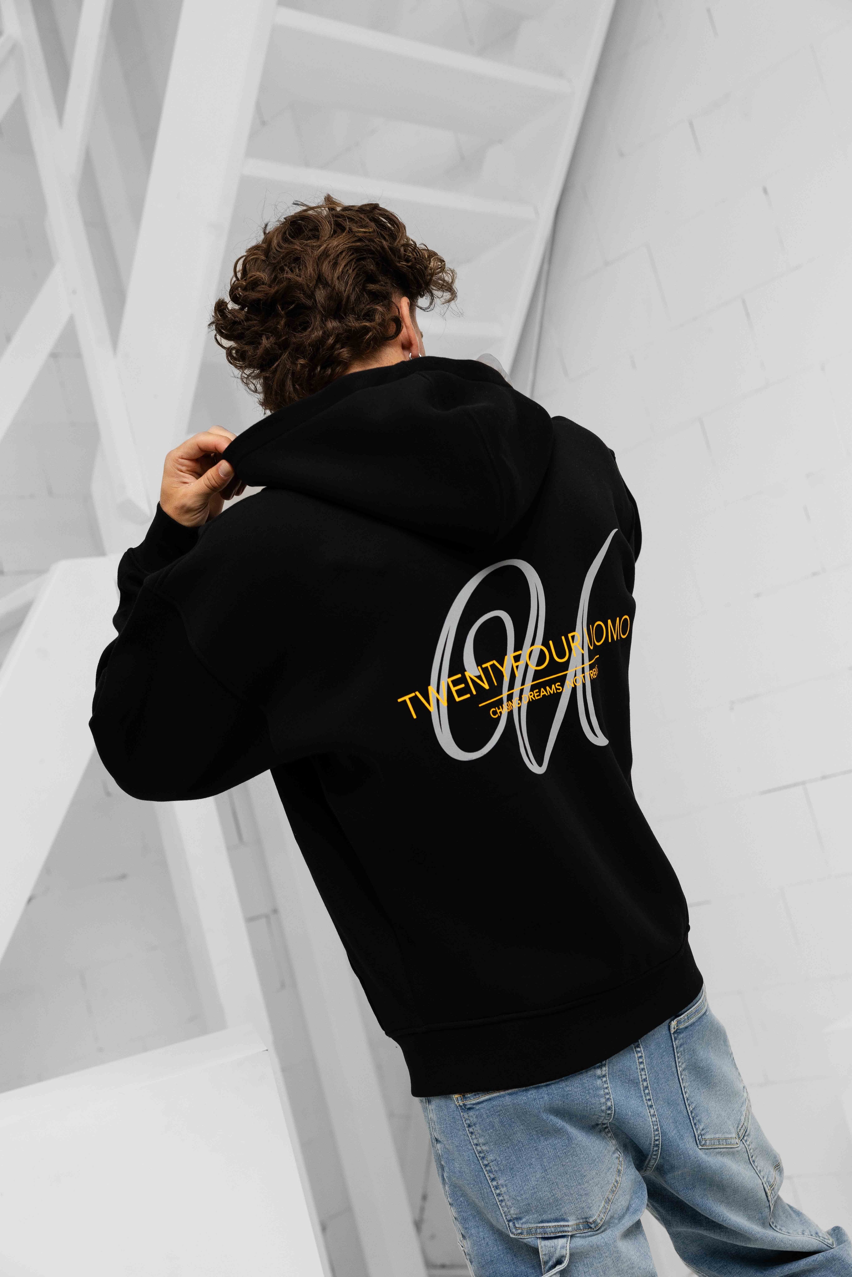 Initial Zip Hoodie Black
