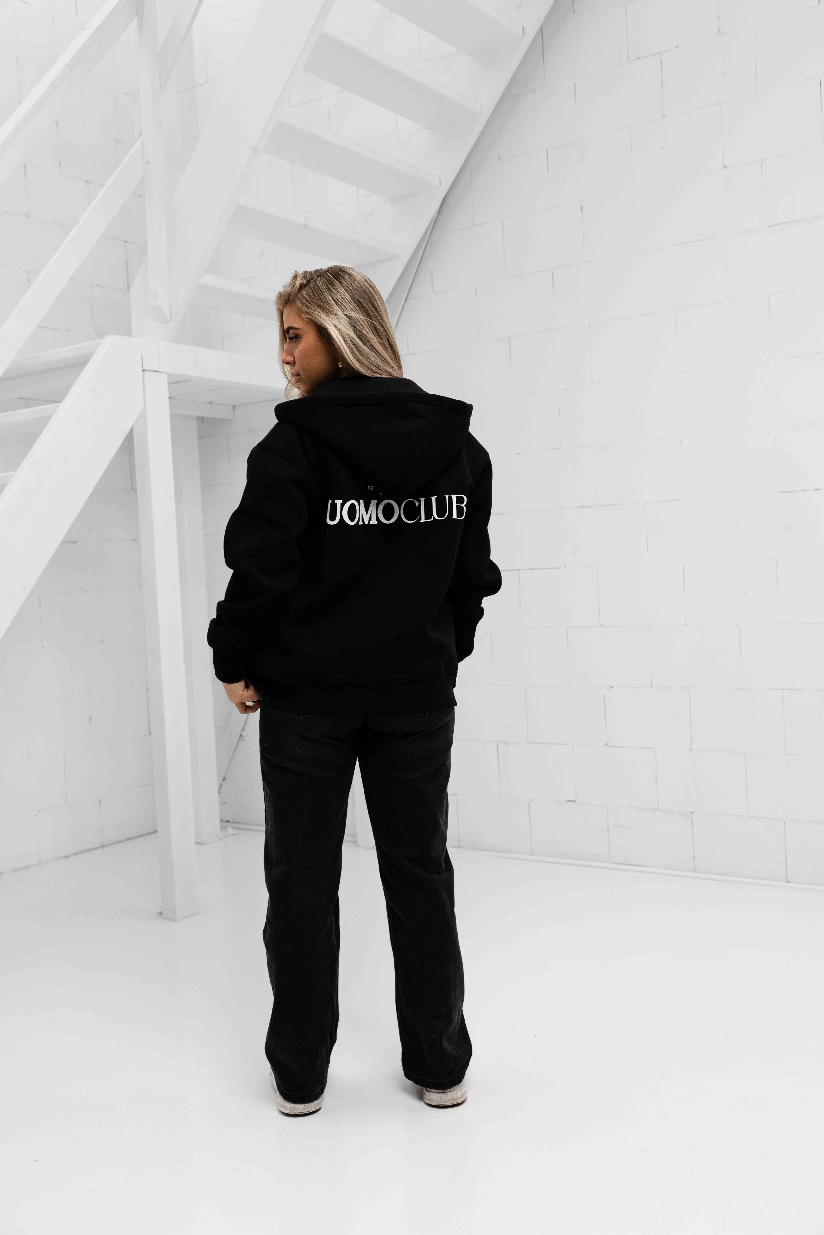Club Zipped Hoodie Dames Zwart