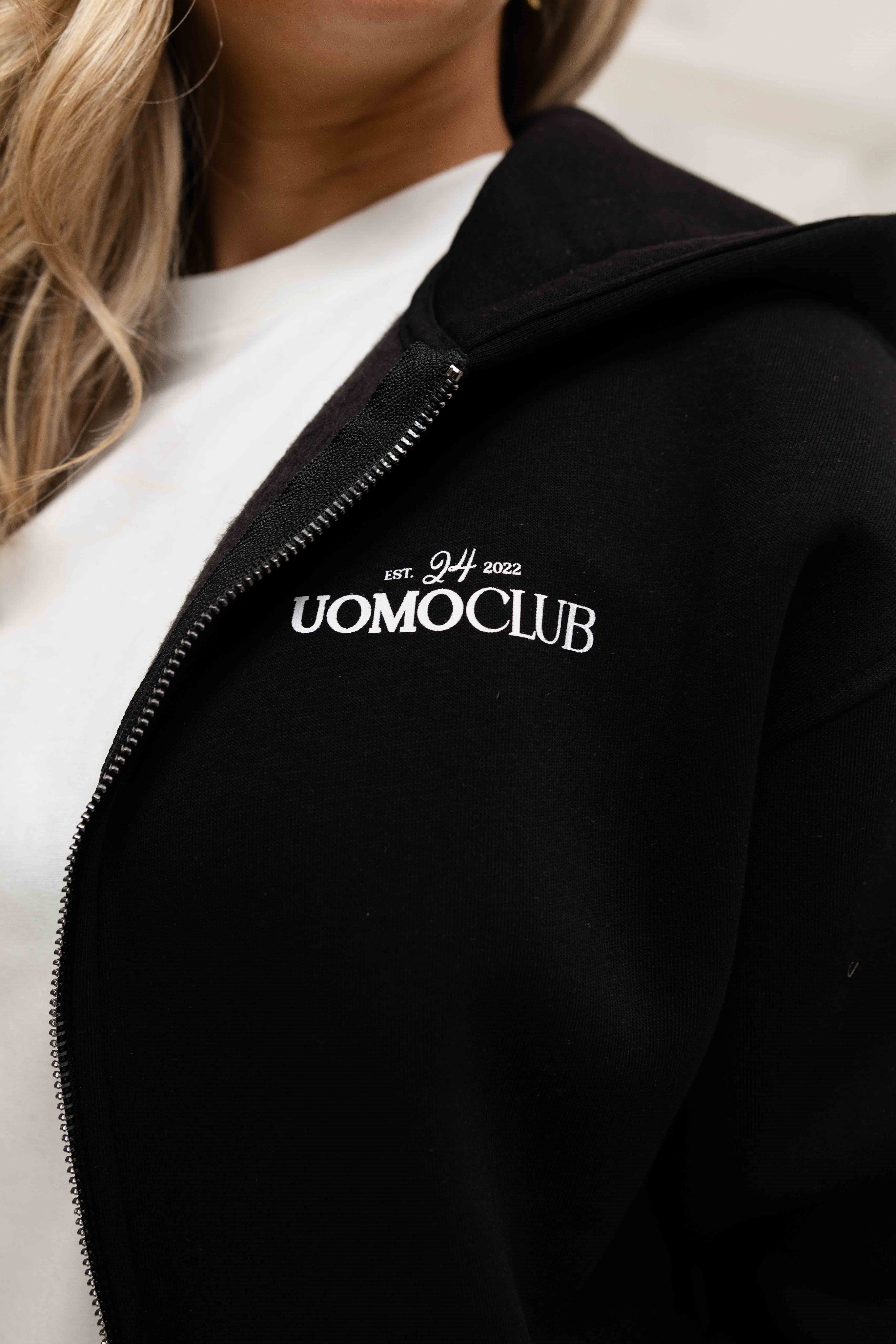 Club Zipped Hoodie Dames Zwart