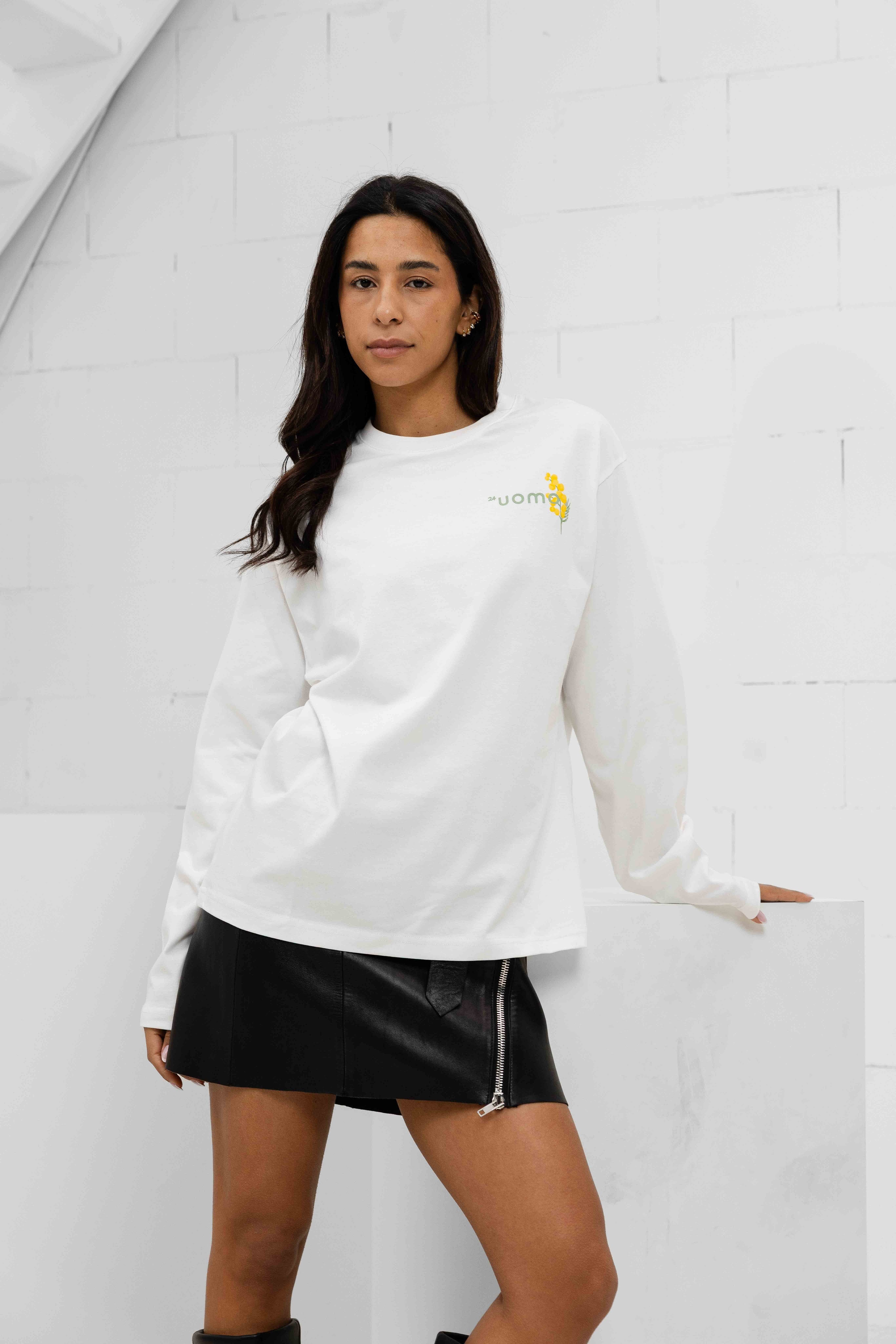 Flower Longsleeve Shirt Women Off-White