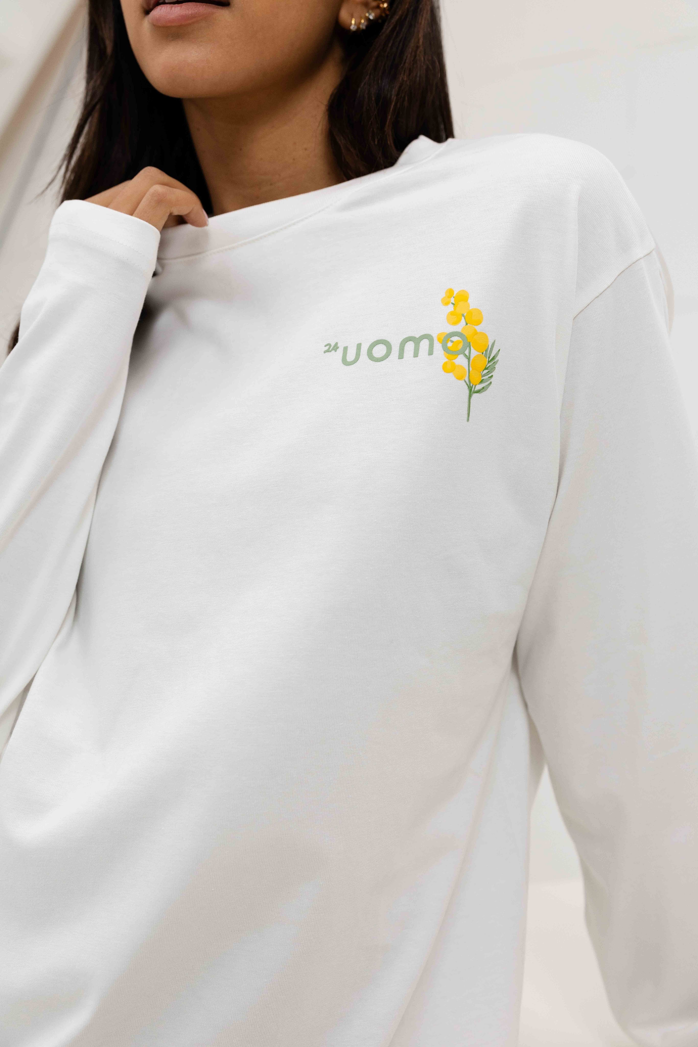 Flower Longsleeve Shirt Women Off-White