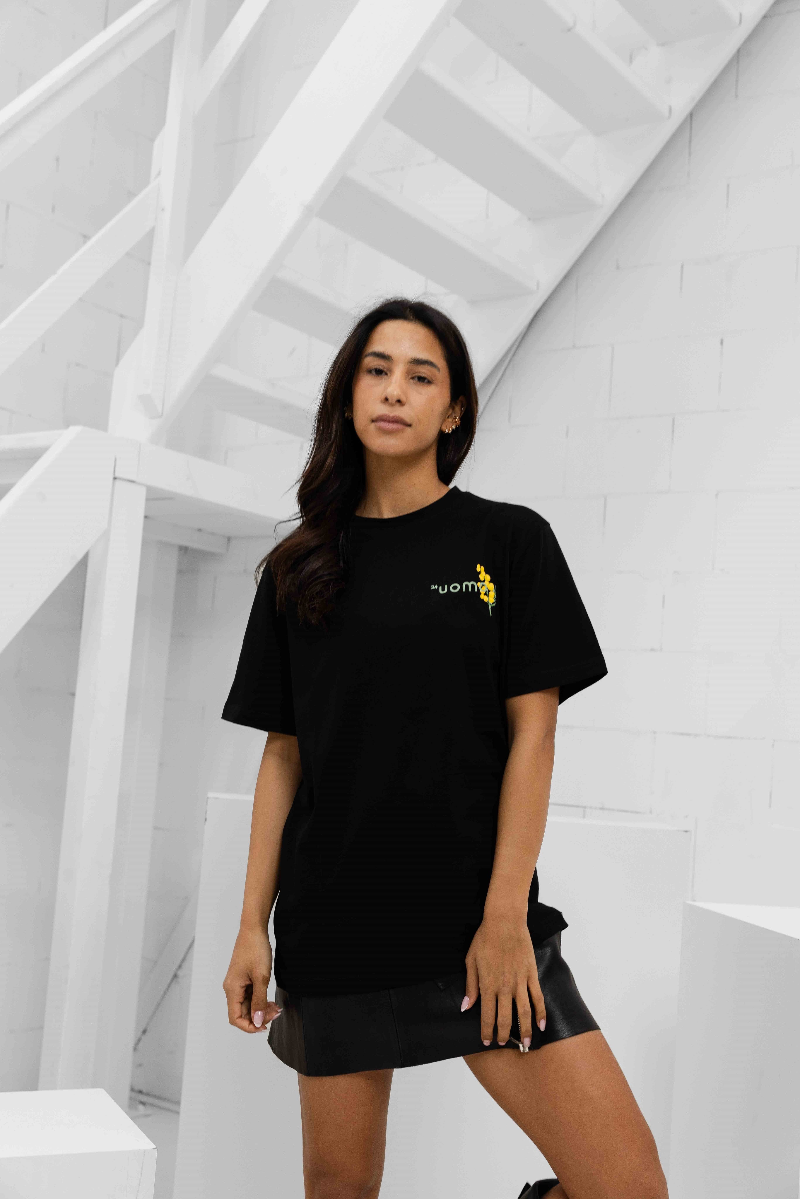 Flower T-shirt Dames Zwart