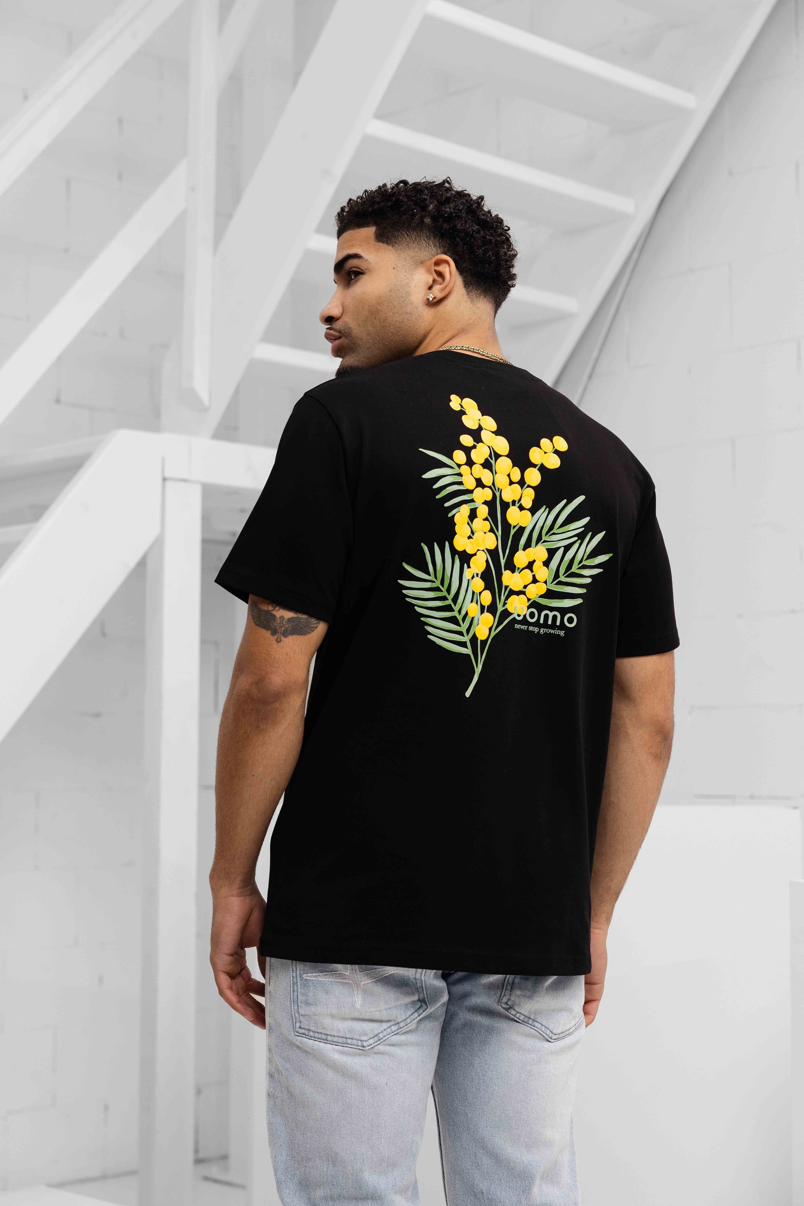 Flower T-shirt Heren Zwart