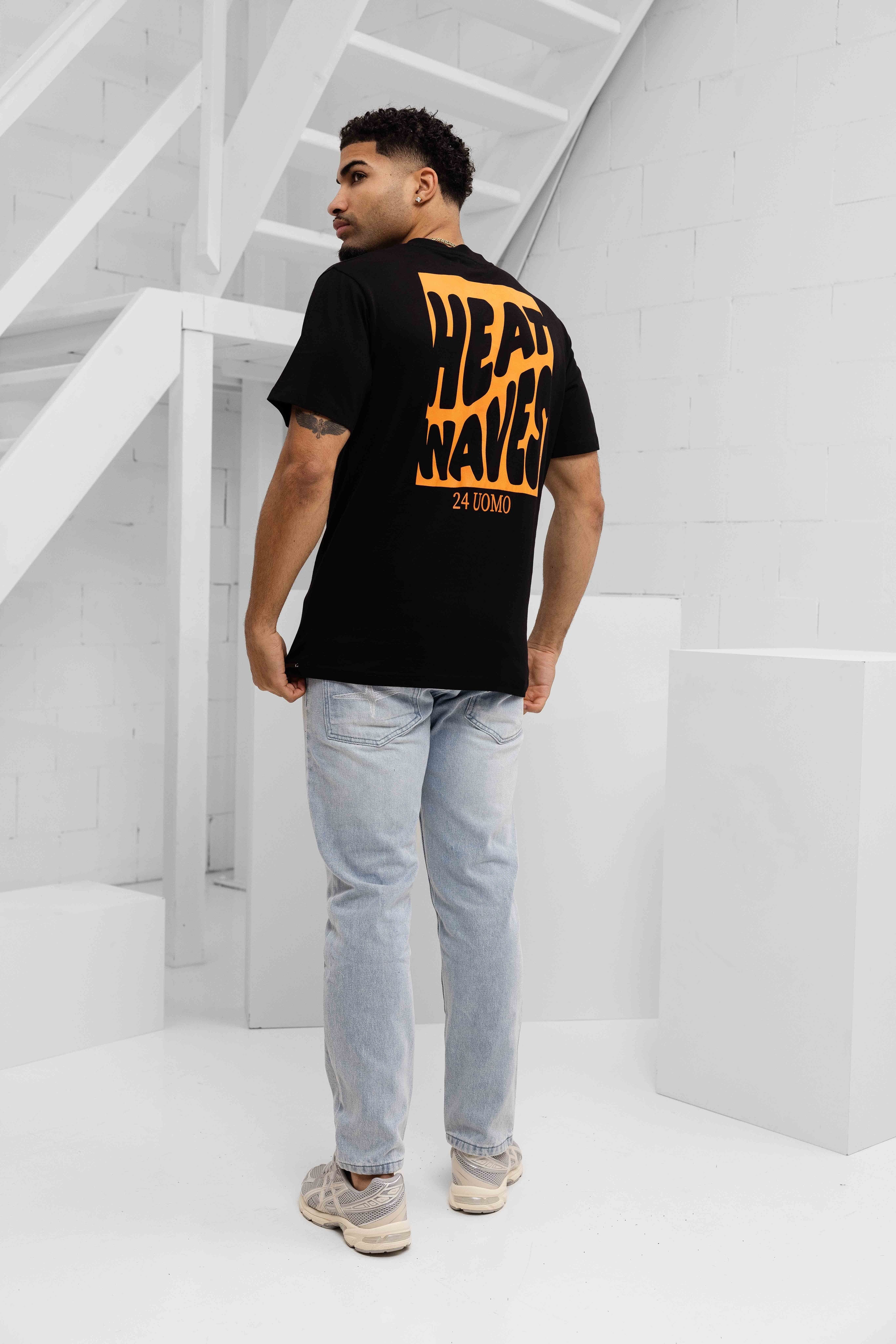 Heat Wave T-shirt Heren Zwart/Oranje