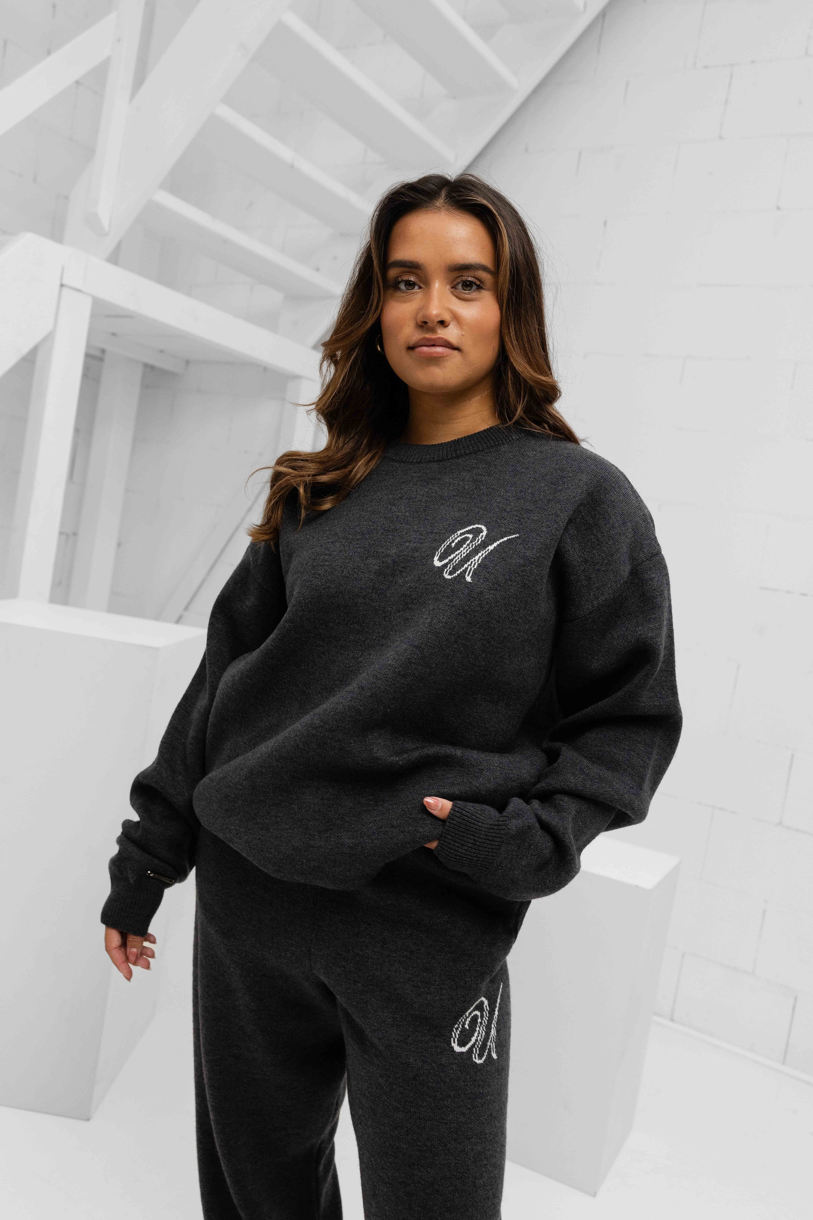 Knitted Trainingspak Dames Dark Grey