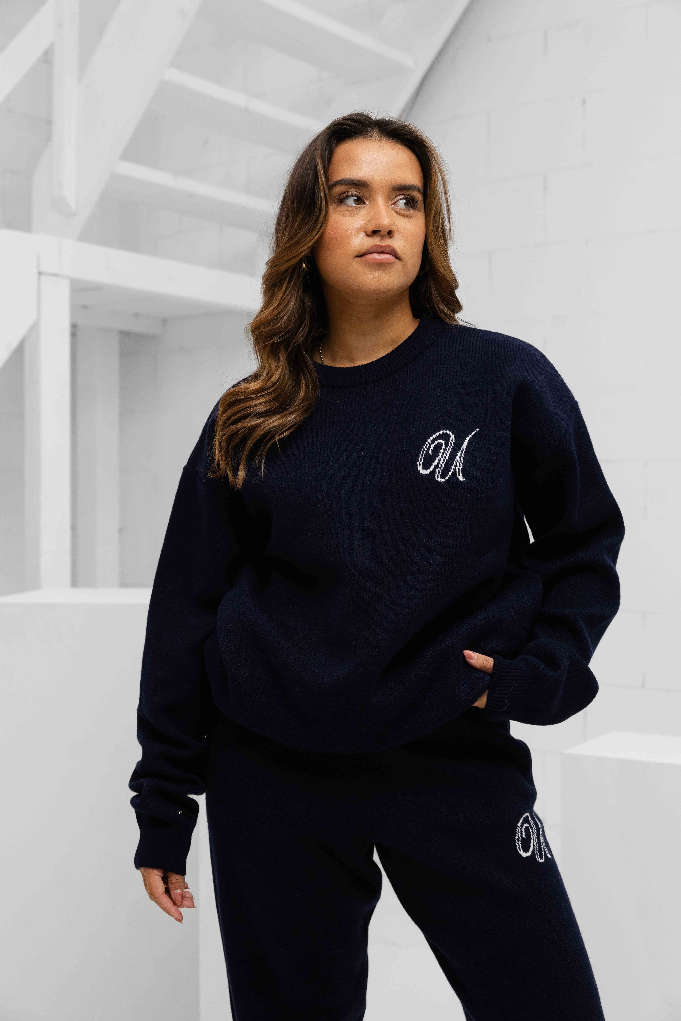 Knitted Trainingspak Dames Navy