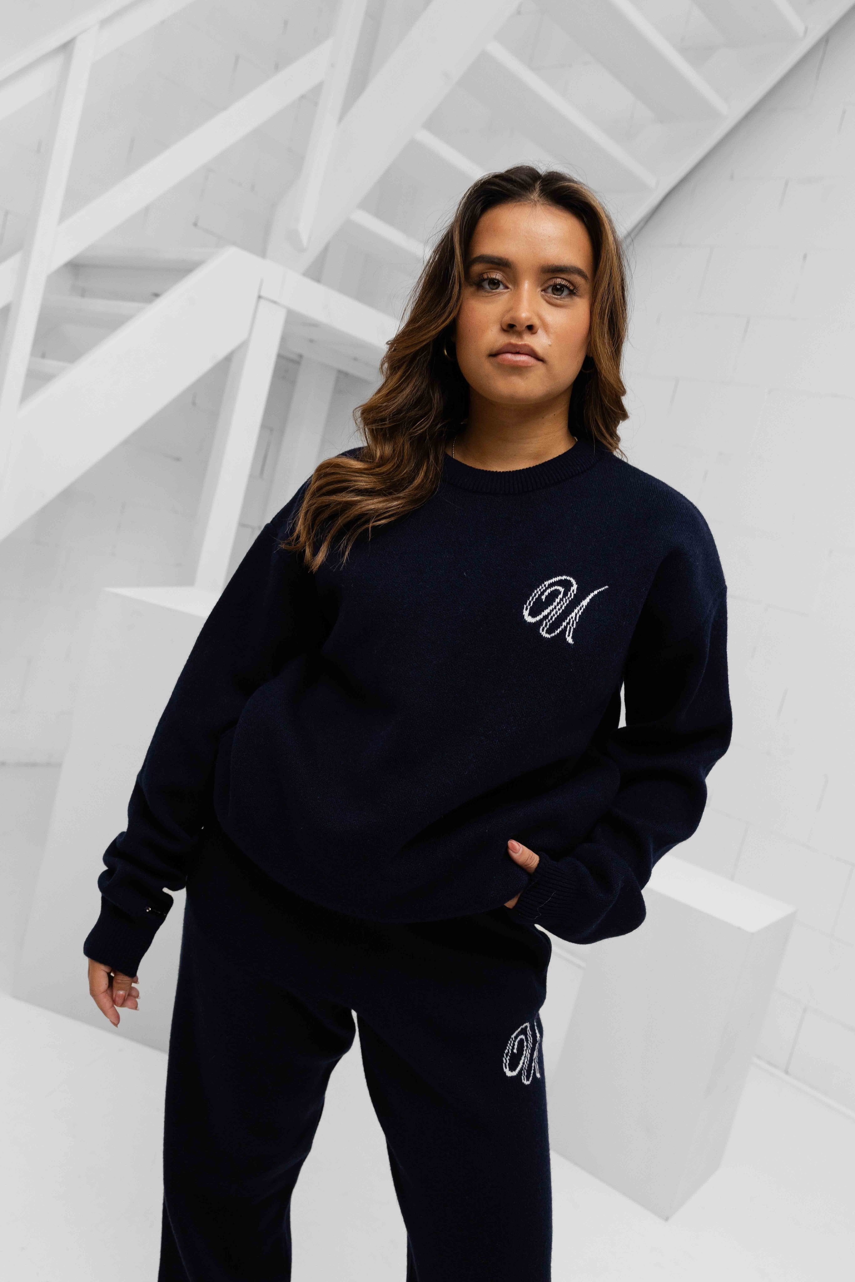 Knitted Trainingspak Dames Navy