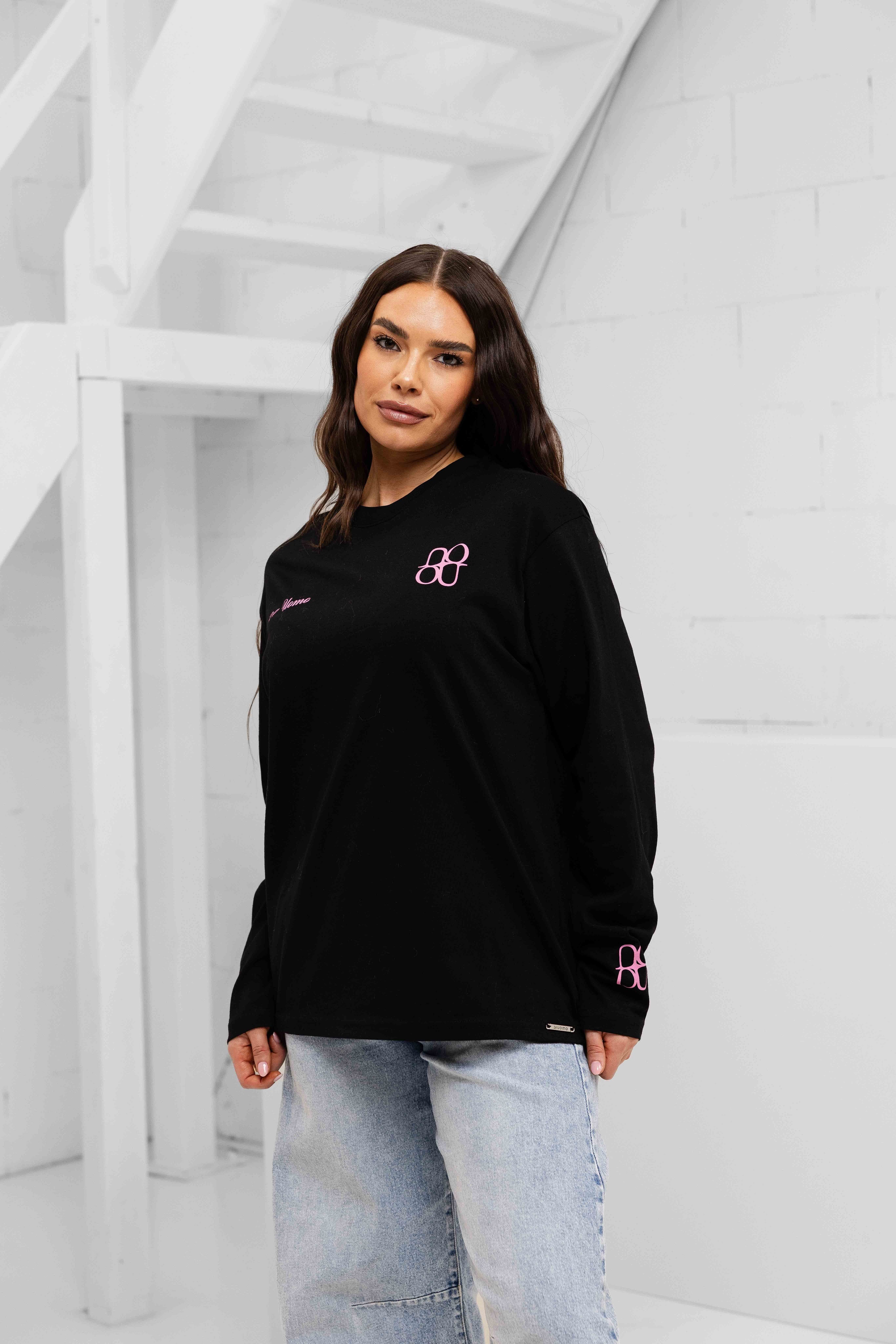 Symbol Longsleeve Shirt Dames Zwart/Roze