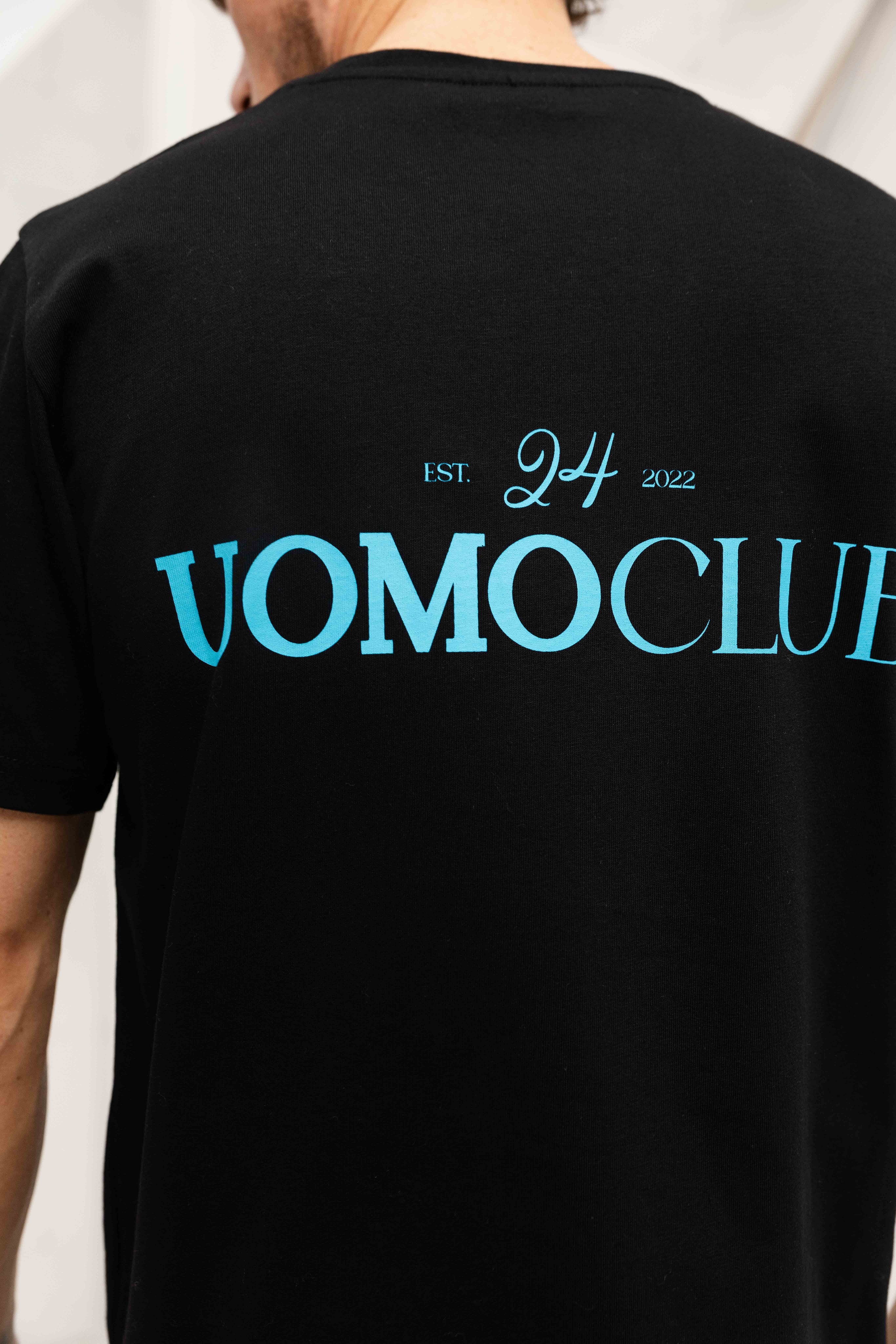 Club T-shirt Heren Zwart/Lichtblauw