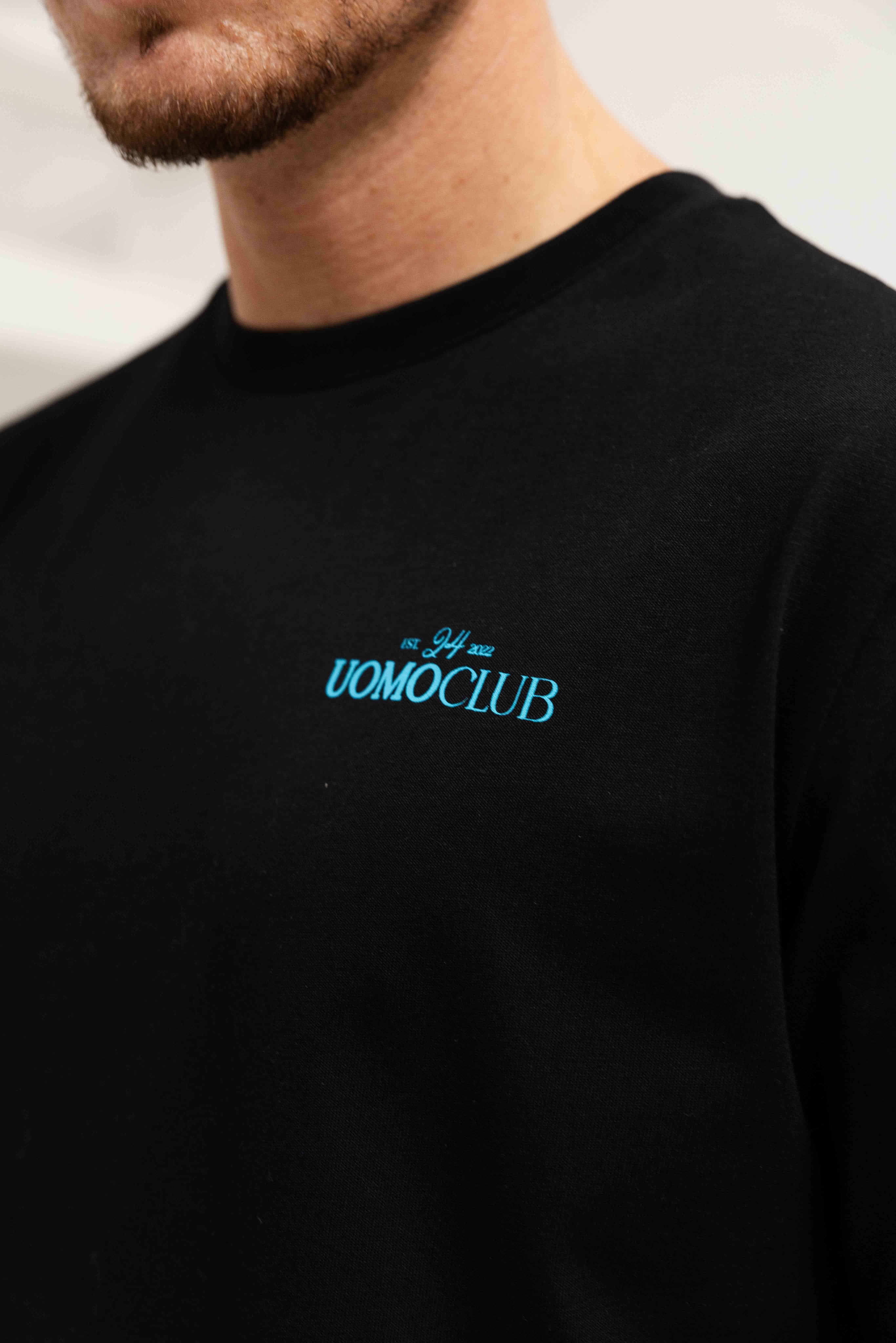 Club T-shirt Heren Zwart/Lichtblauw