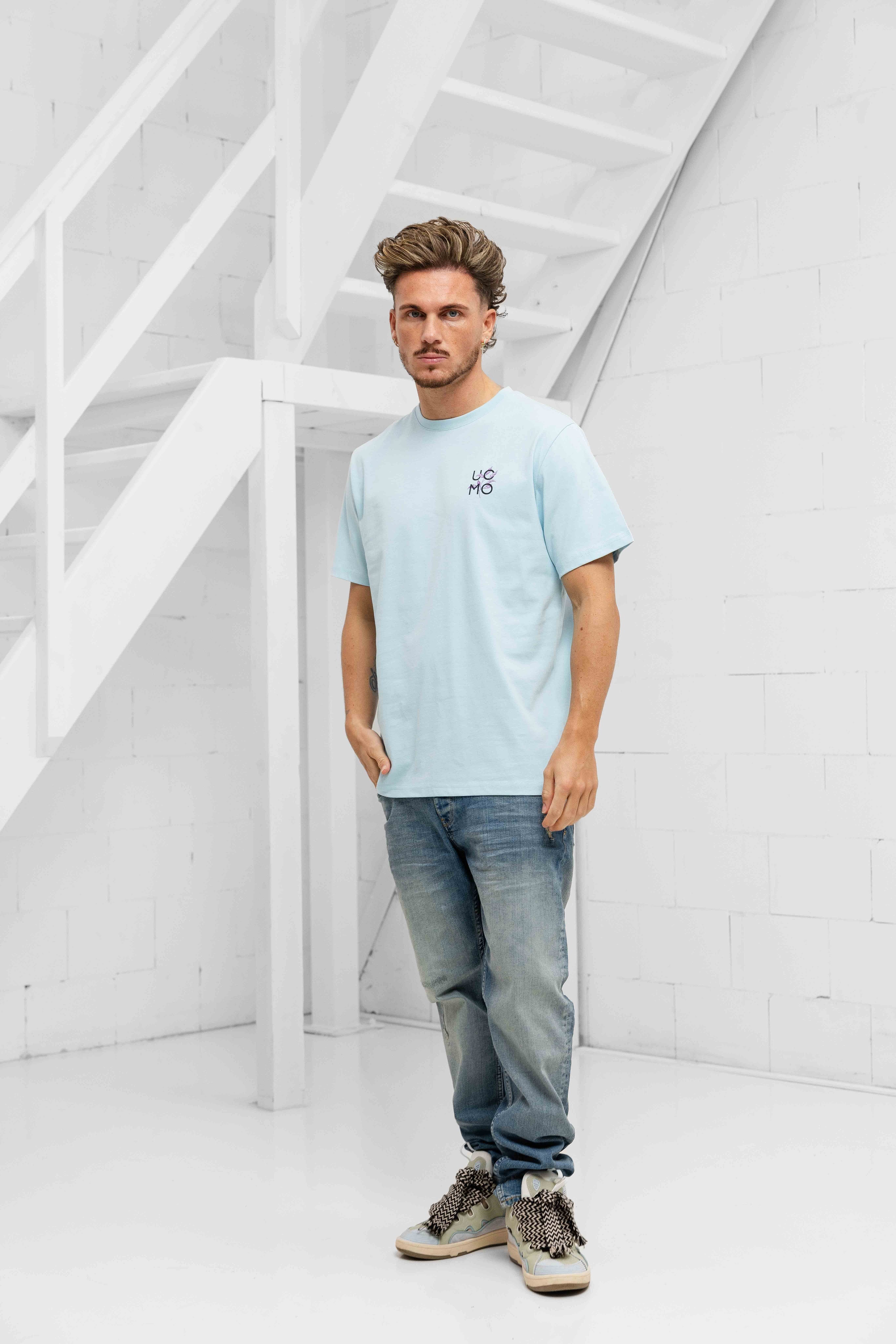 Floral T-shirt Heren Lichtblauw