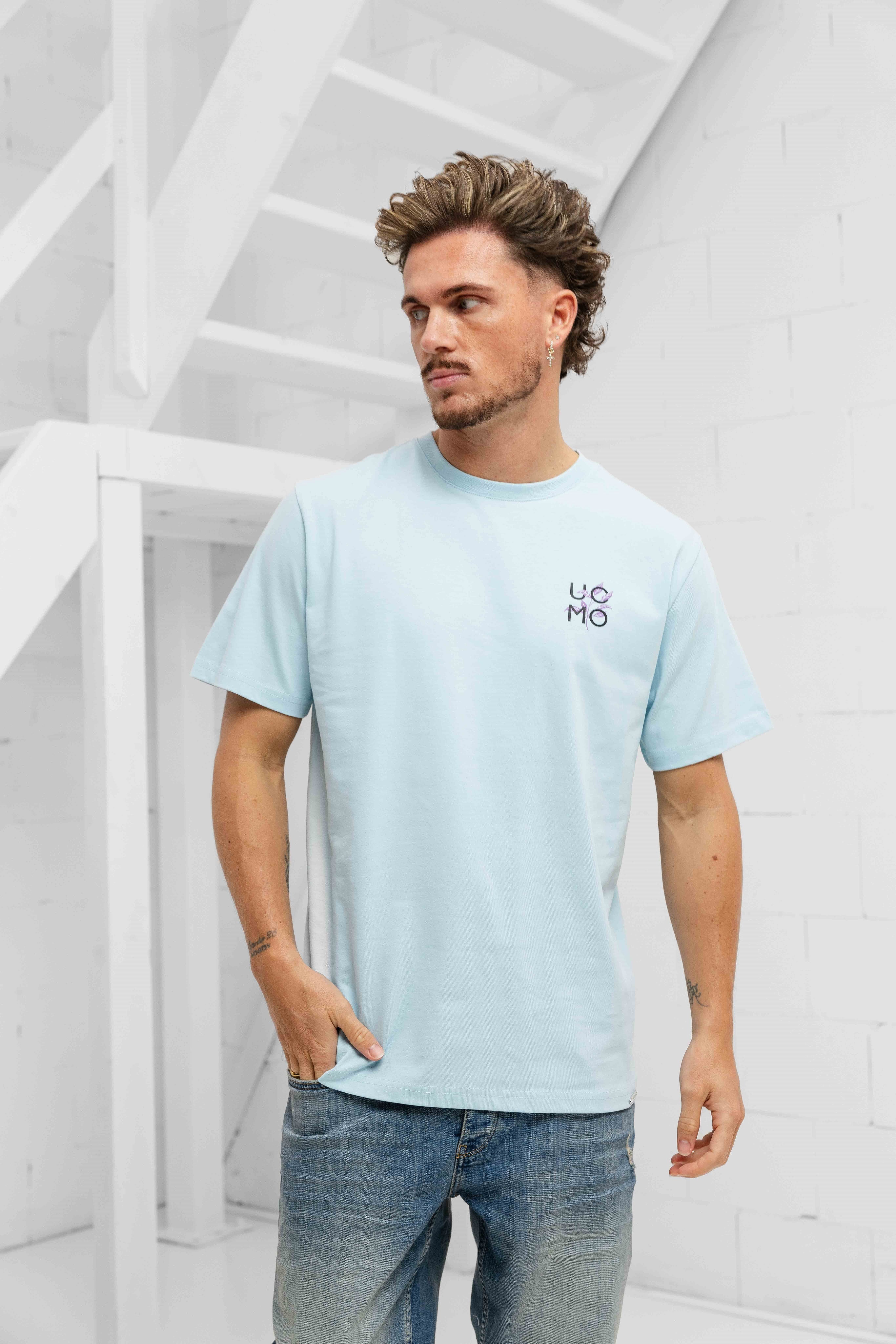Floral T-shirt Heren Lichtblauw