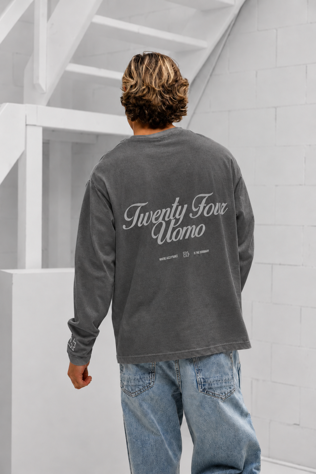 Classic Script Longsleeve Shirt Heren Acid Grey PRE-ORDER 22 OKTOBER