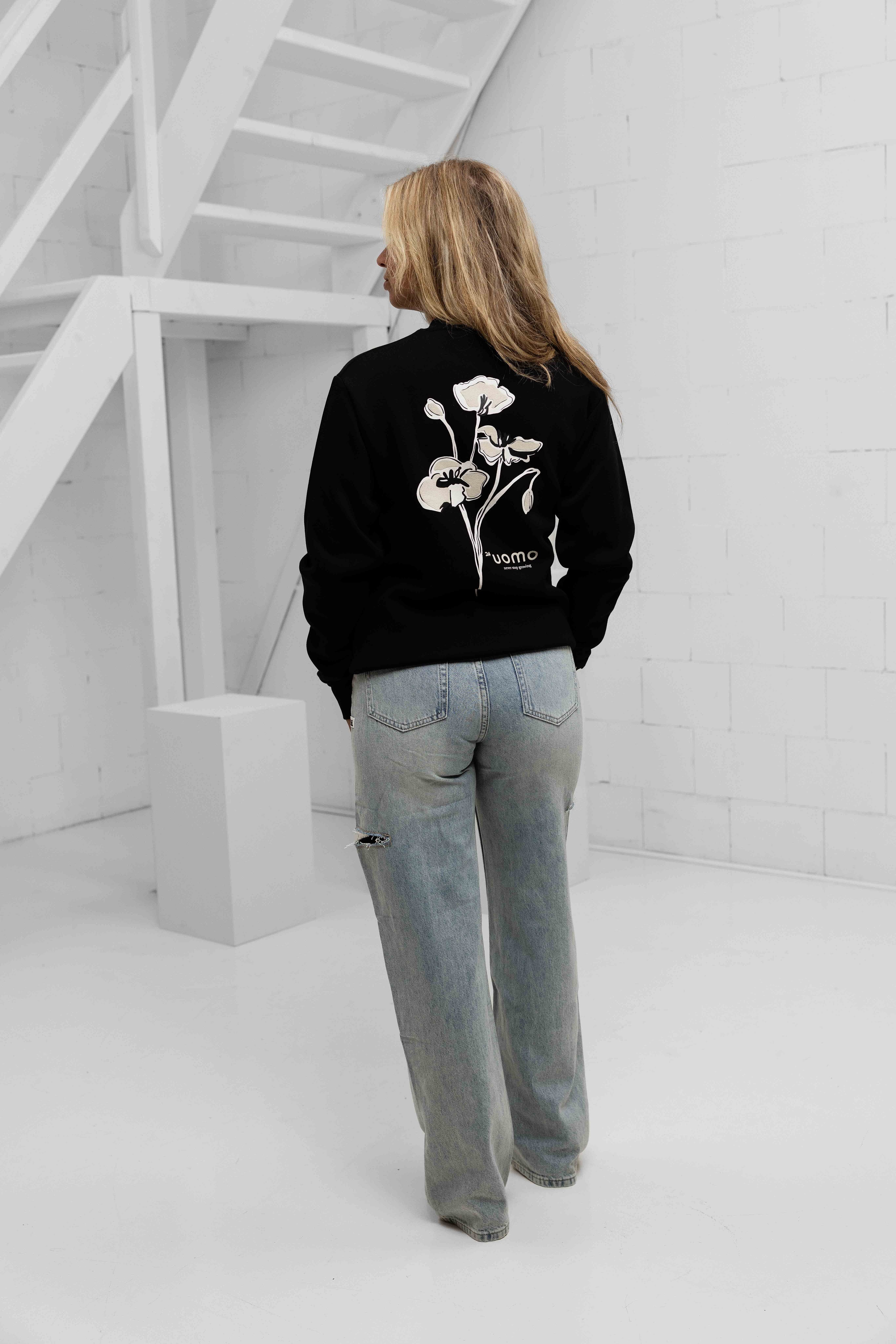 Flower Sweater Dames Black/Beige