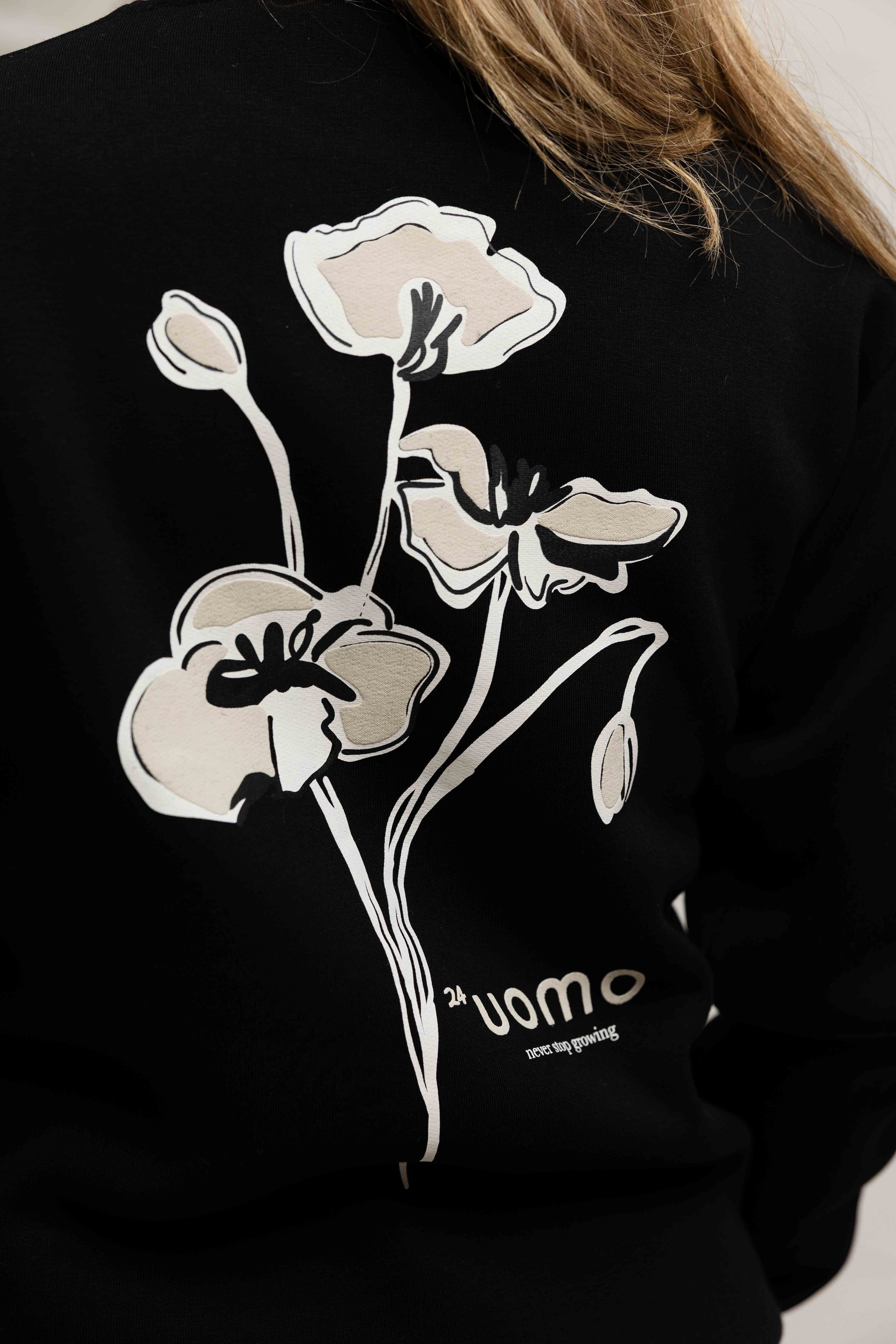 Flower Sweater Dames Black/Beige