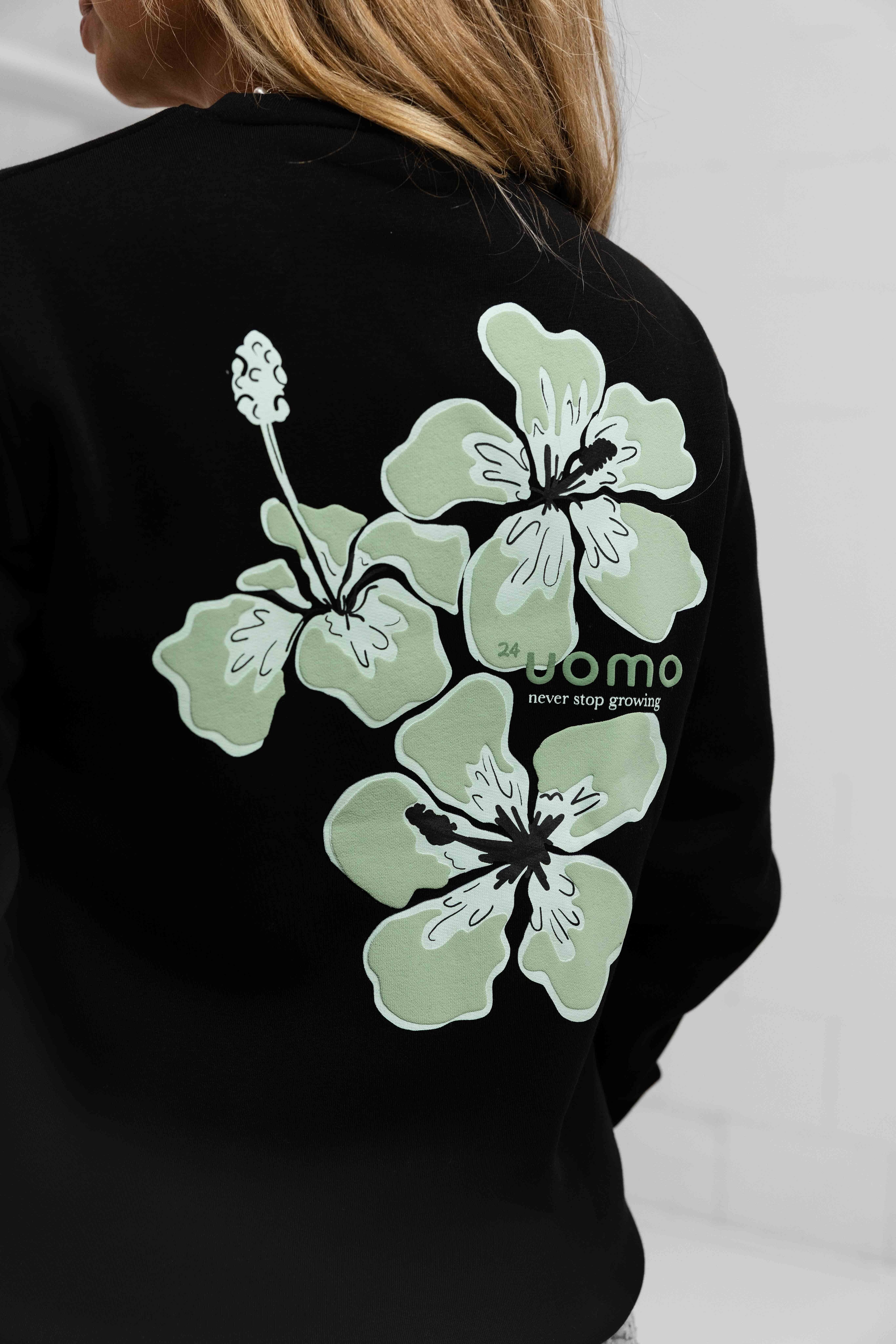 Flower Sweater Dames Black/Green