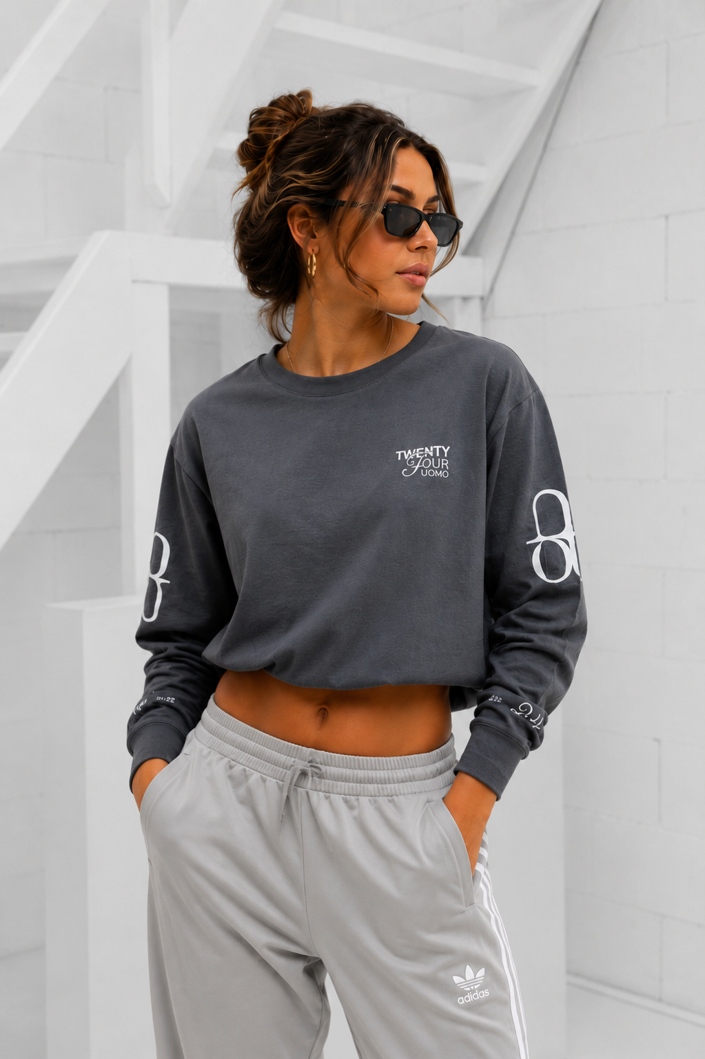 Signature Longsleeve Shirt Dames Donkergrijs