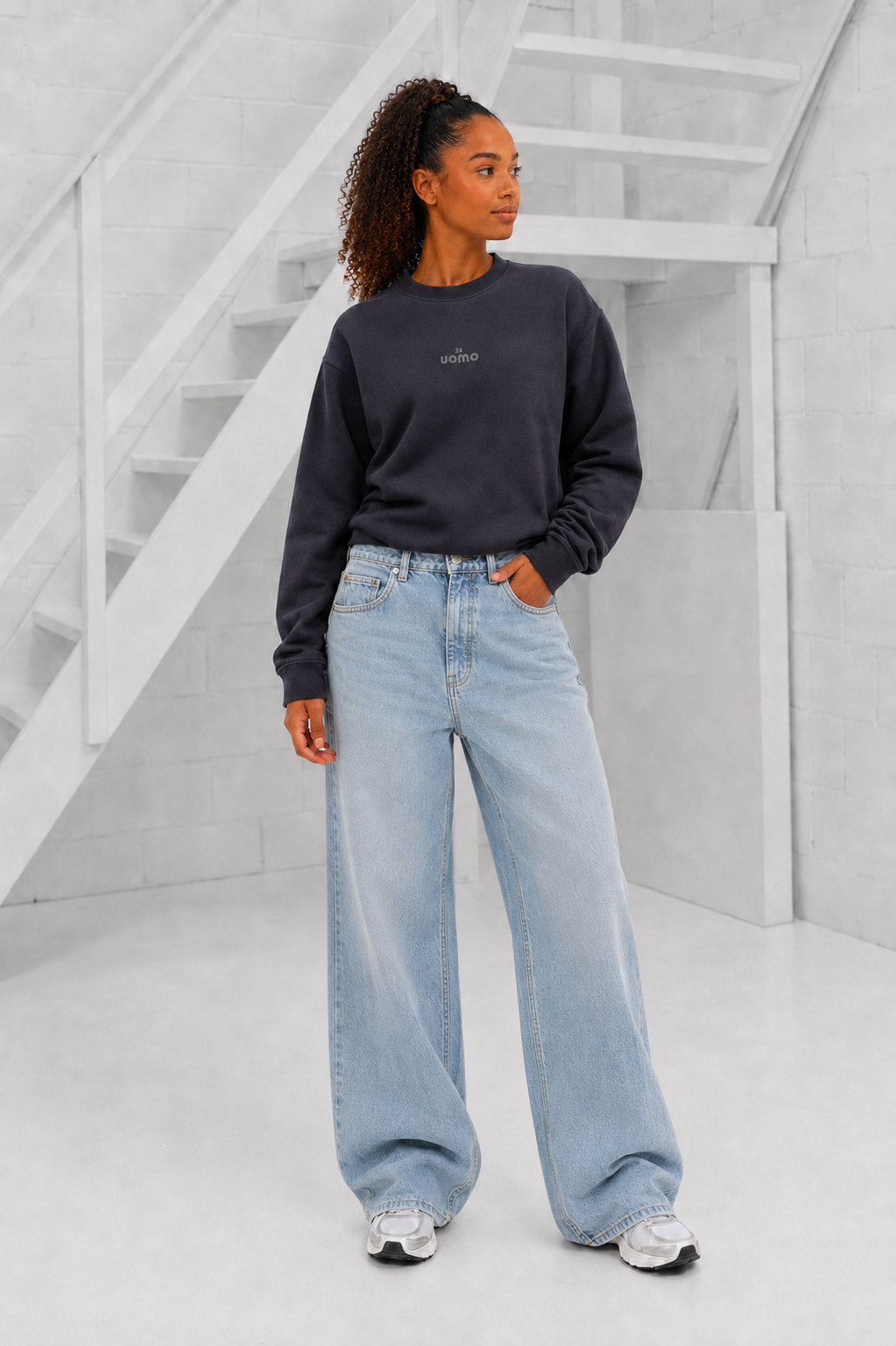 Logo Sweater Dames Donkergrijs
