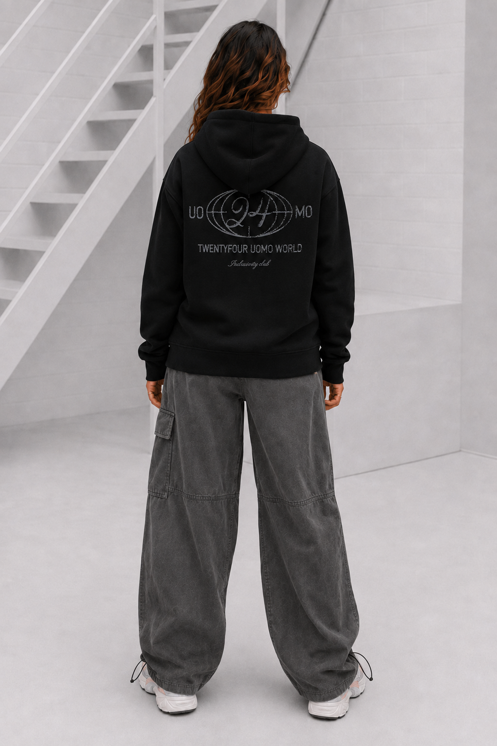 World Zipped Hoodie Dames Zwart