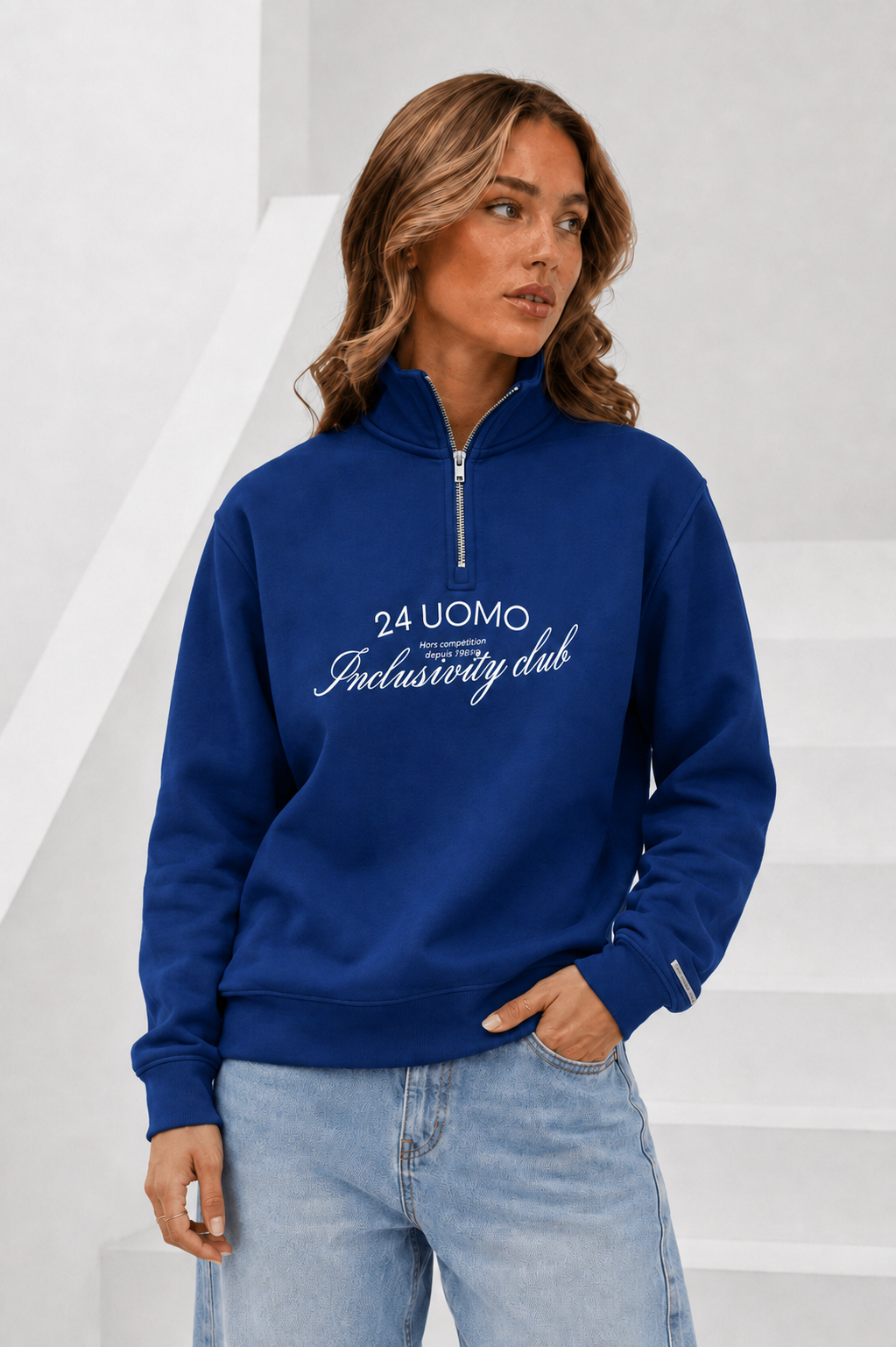 Inclusivity Club Half Zip Dames Donkerblauw
