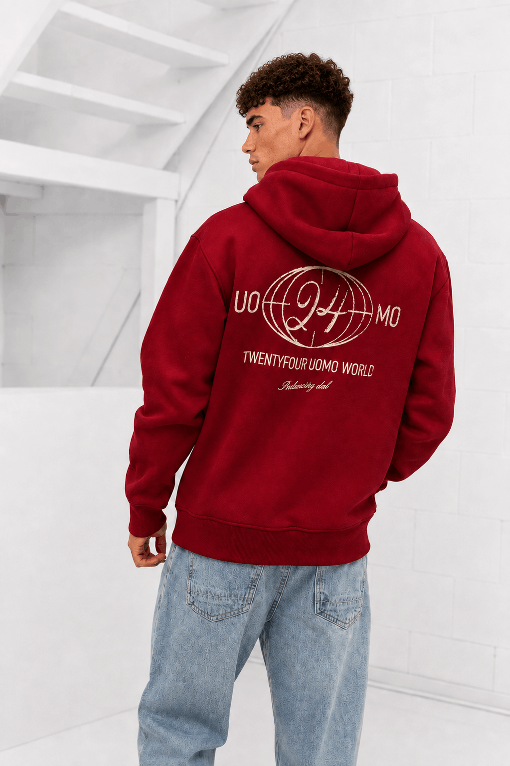 World Hoodie Heren Bordeaux