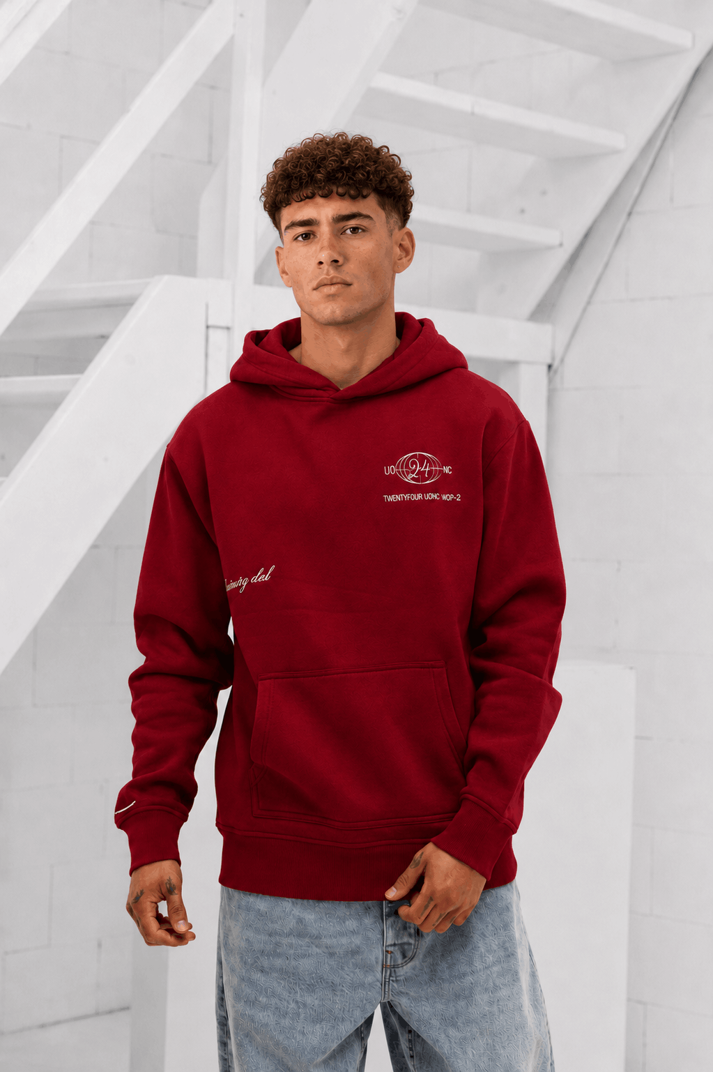 World Hoodie Heren Bordeaux