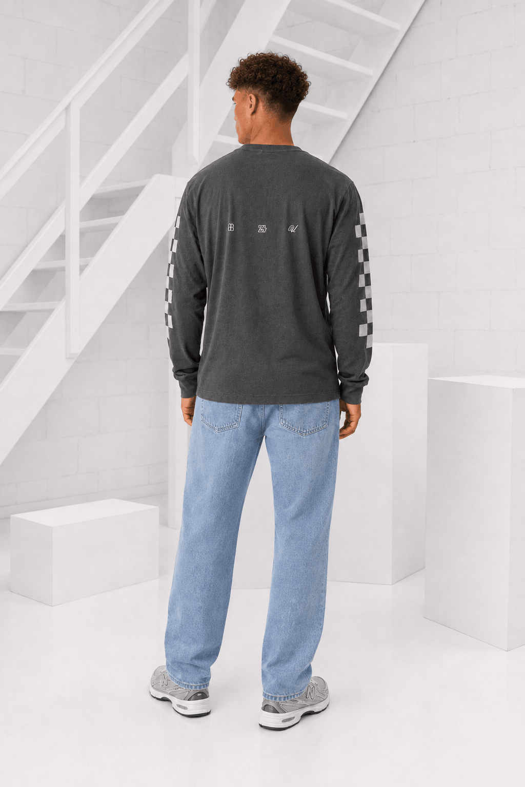 Checker Longsleeve Heren Acid Grey