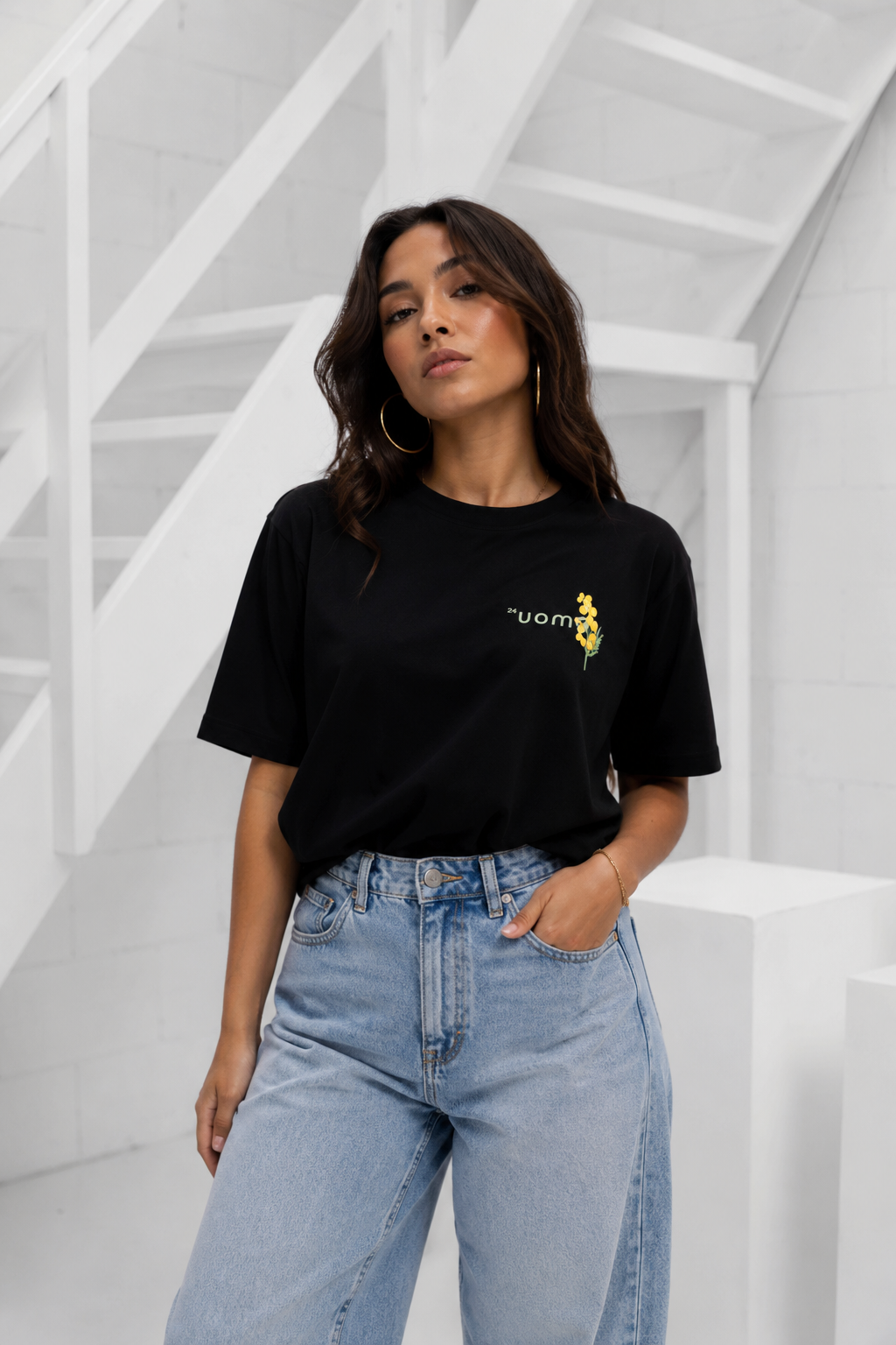 Flower T-shirt women Black