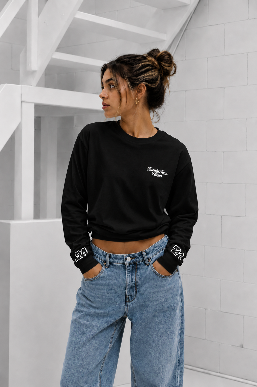 Classic Script Longsleeve Shirt Dames Zwart PRE-ORDER 21 JULI