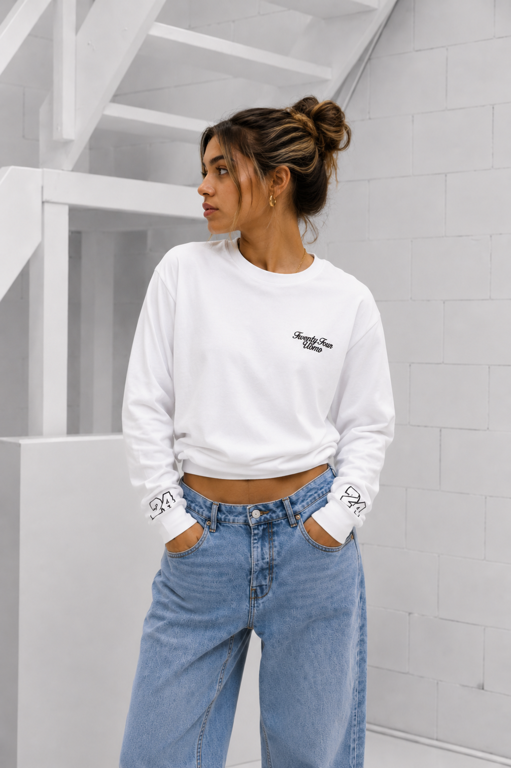 Classic Script Longsleeve Shirt Dames Off-White/Zwart PRE-ORDER 21 JULI