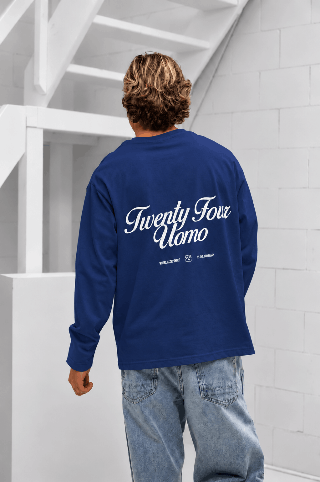 Classic Script Longsleeve Shirt Heren Navy PRE-ORDER 22 OKTOBER
