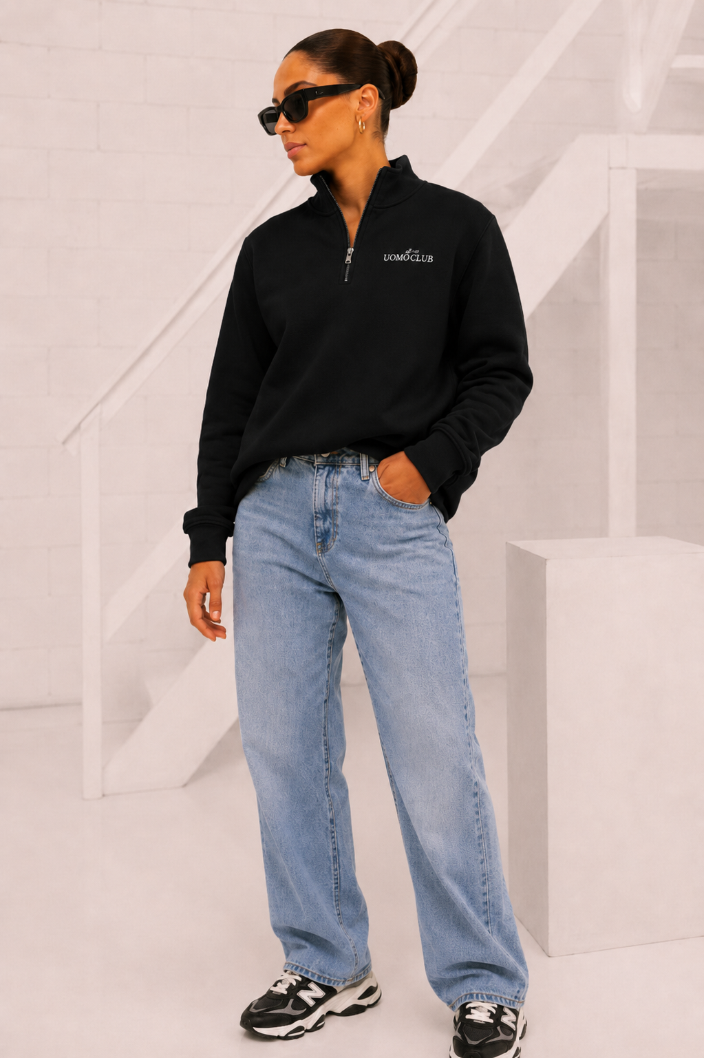 Club Half Zip Sweater Dames Black