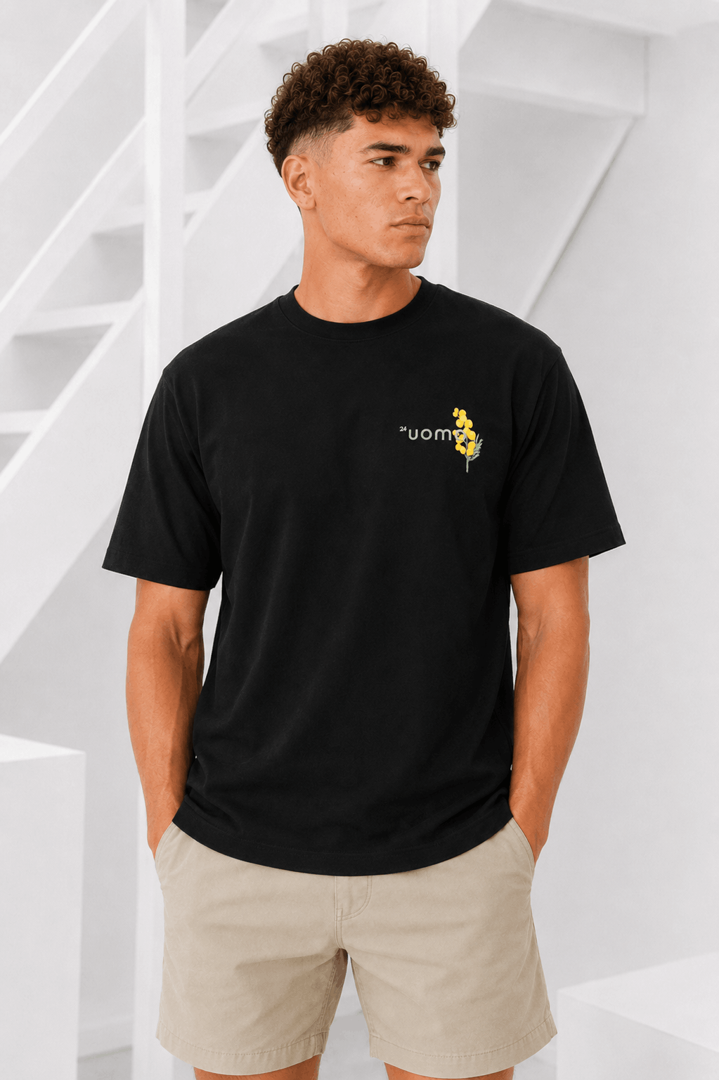 Flower T-shirt Heren Zwart