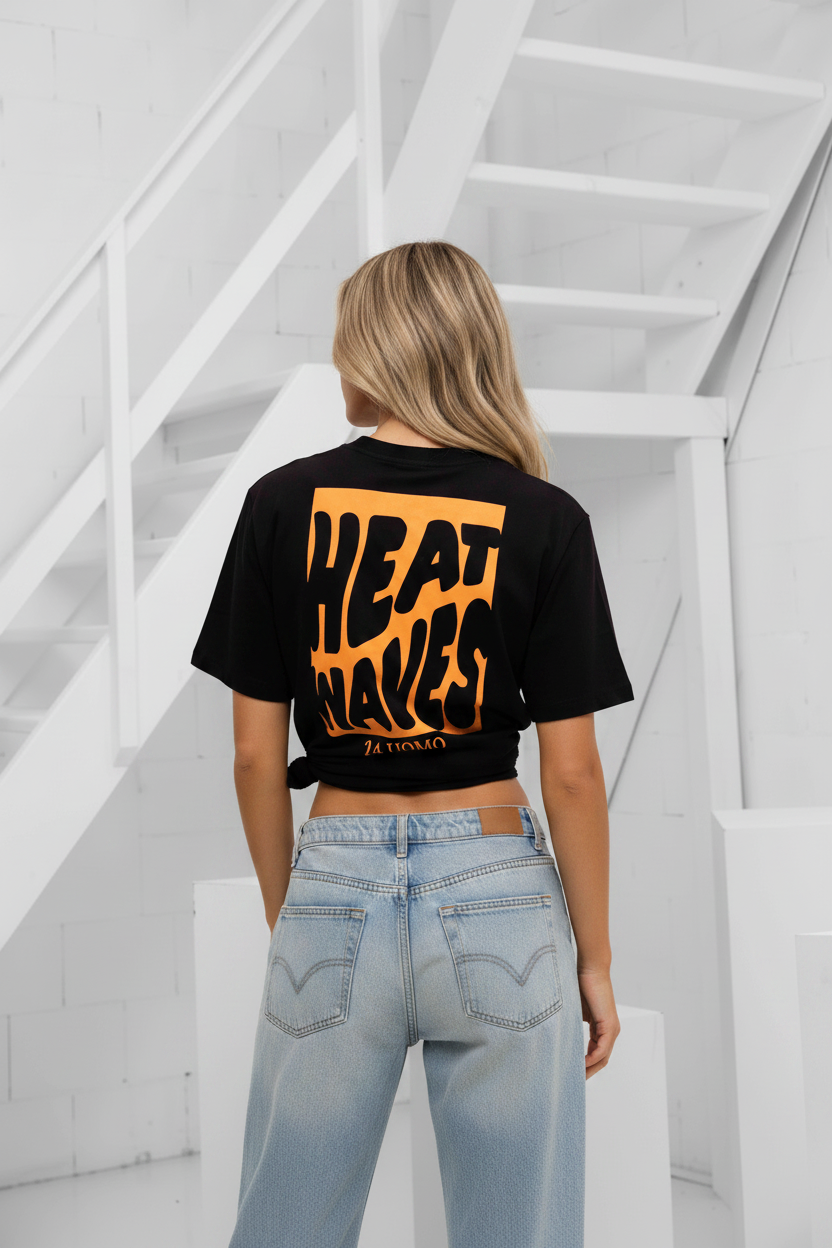 Heat Wave T-shirt Men Black/orange