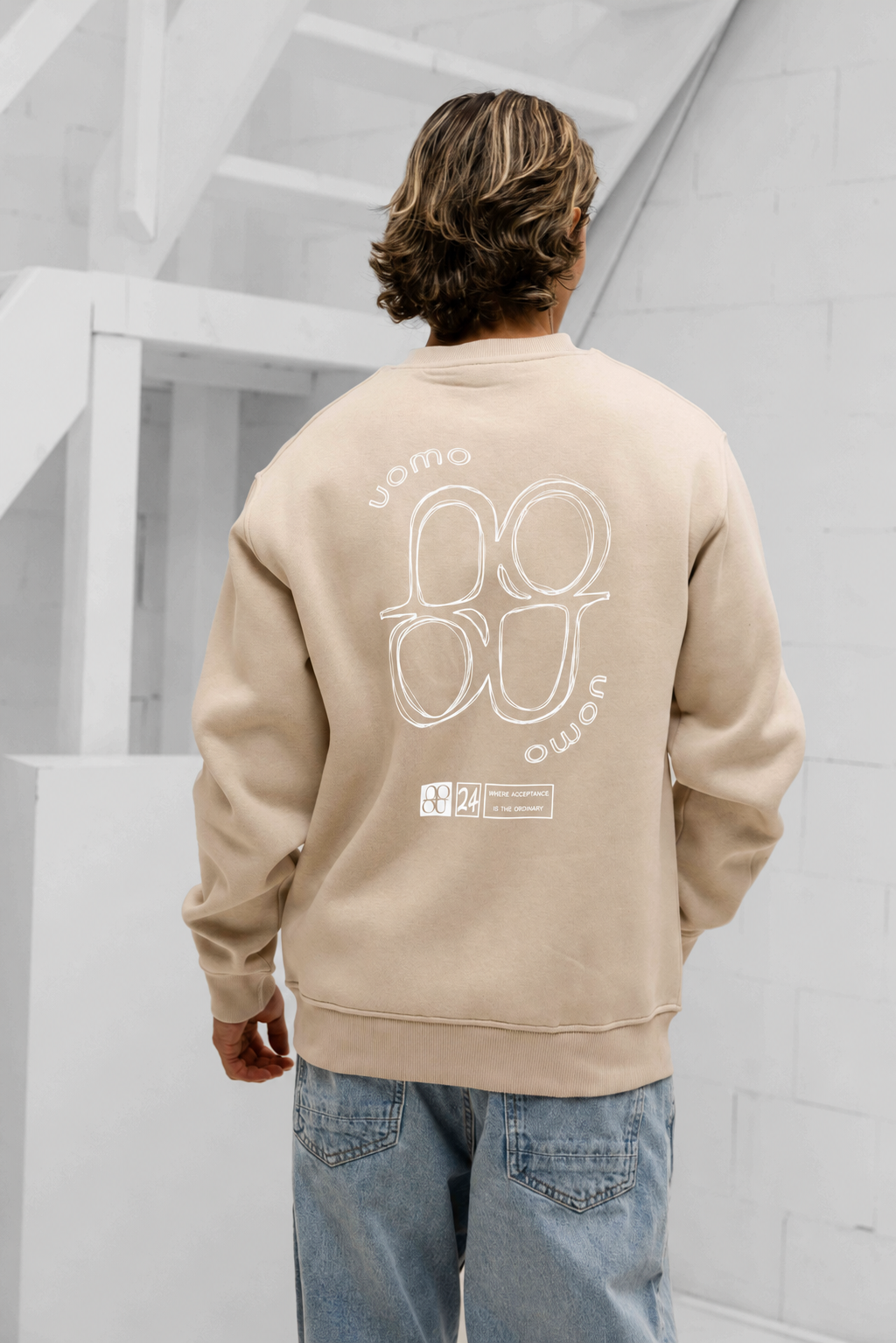 Logo Sweater Heren Beige